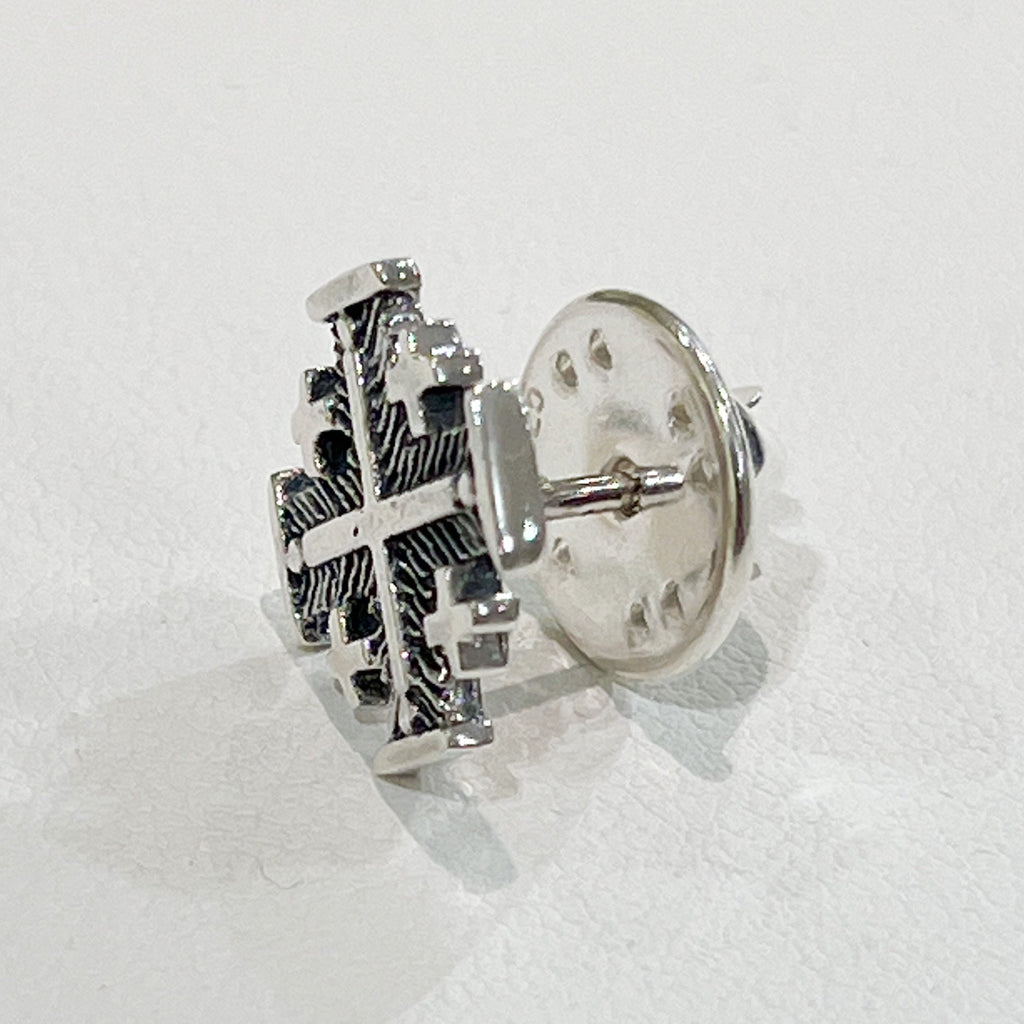 Elegant Jerusalem Cross Pin in Sterling Silver 925 - Spiritual Gift