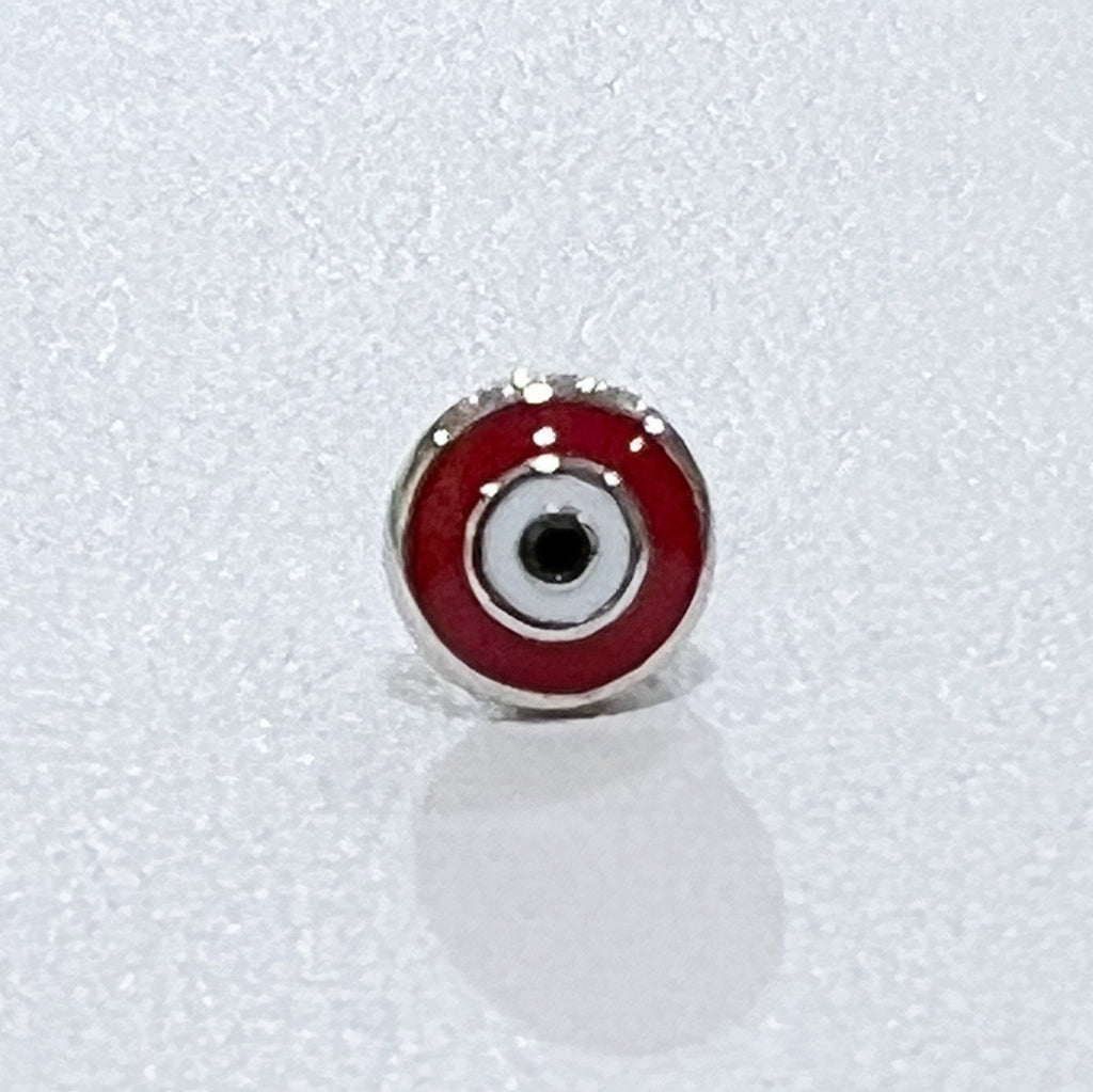 Red Enamel Guardian Eye Stud Earring in Silver 925