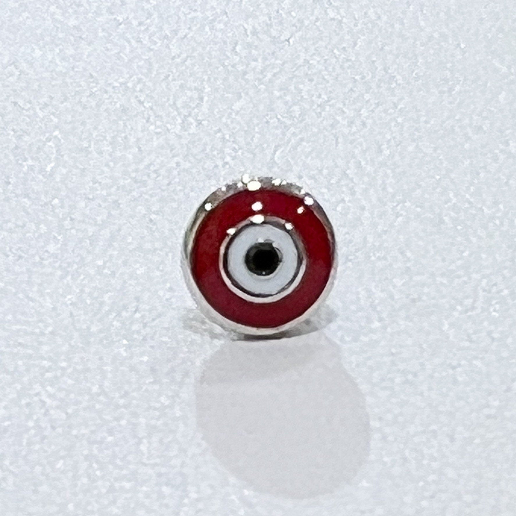 Red Enamel Guardian Eye Stud Earring in Silver 925