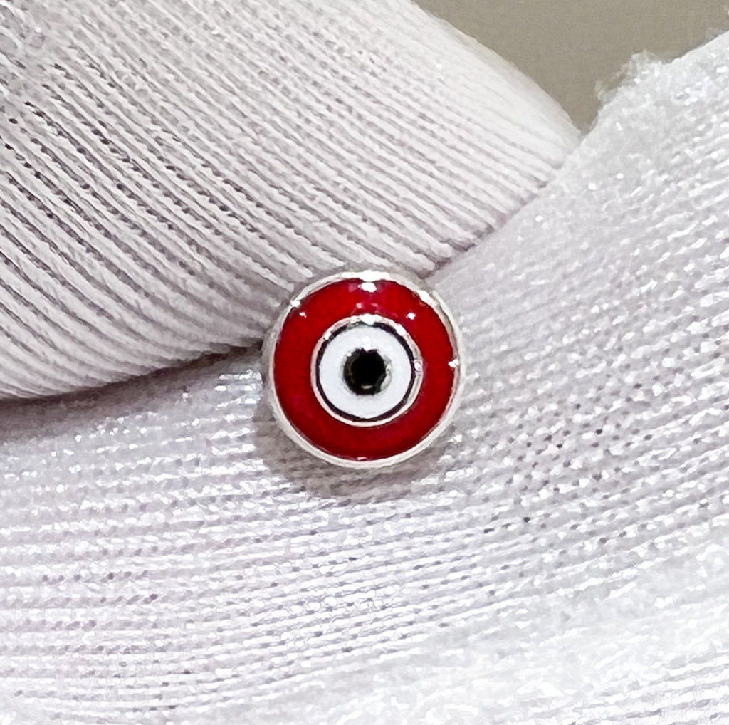 Red Enamel Guardian Eye Stud Earring in Silver 925