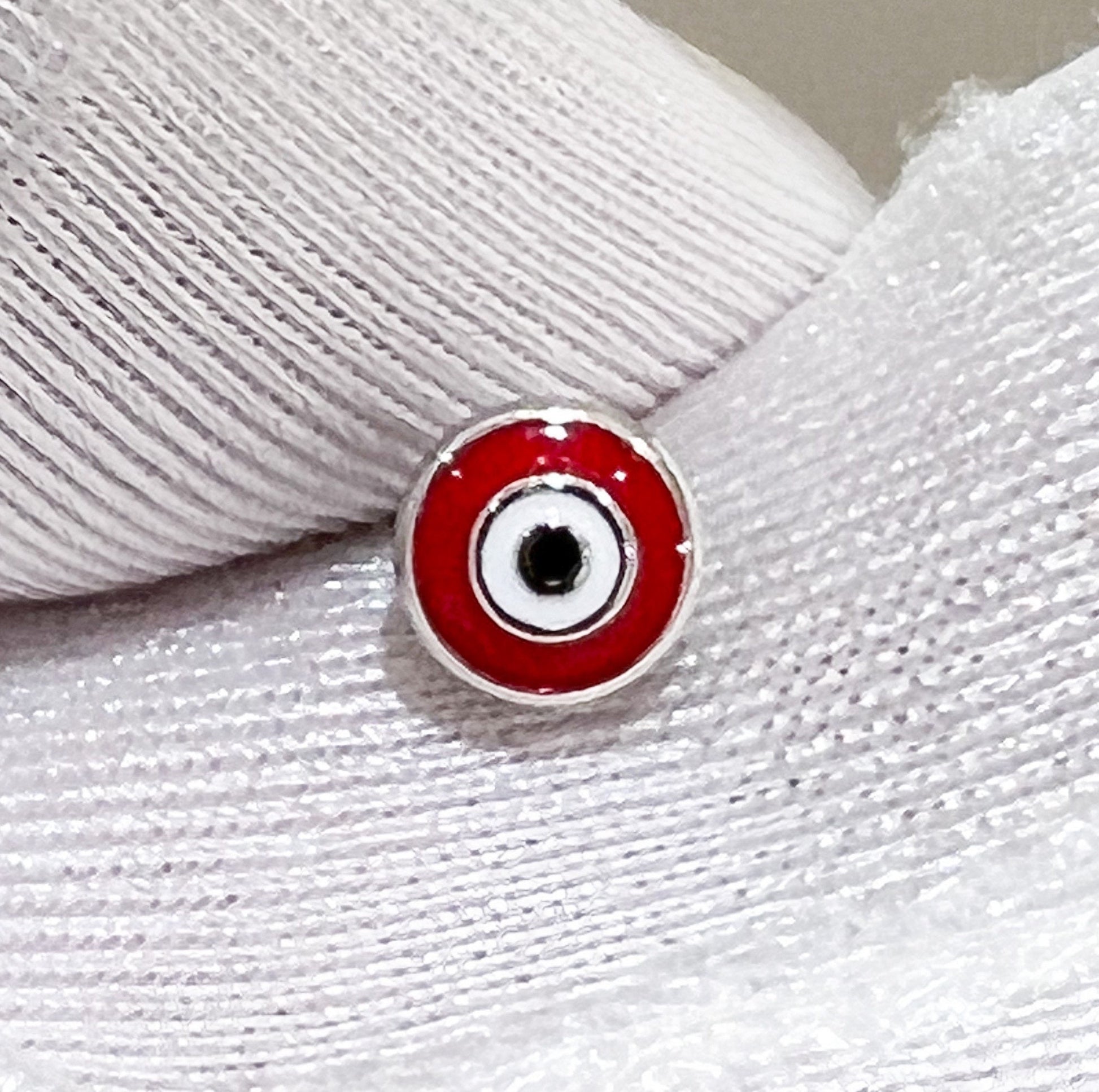Red Enamel Guardian Eye Stud Earring in Silver 925