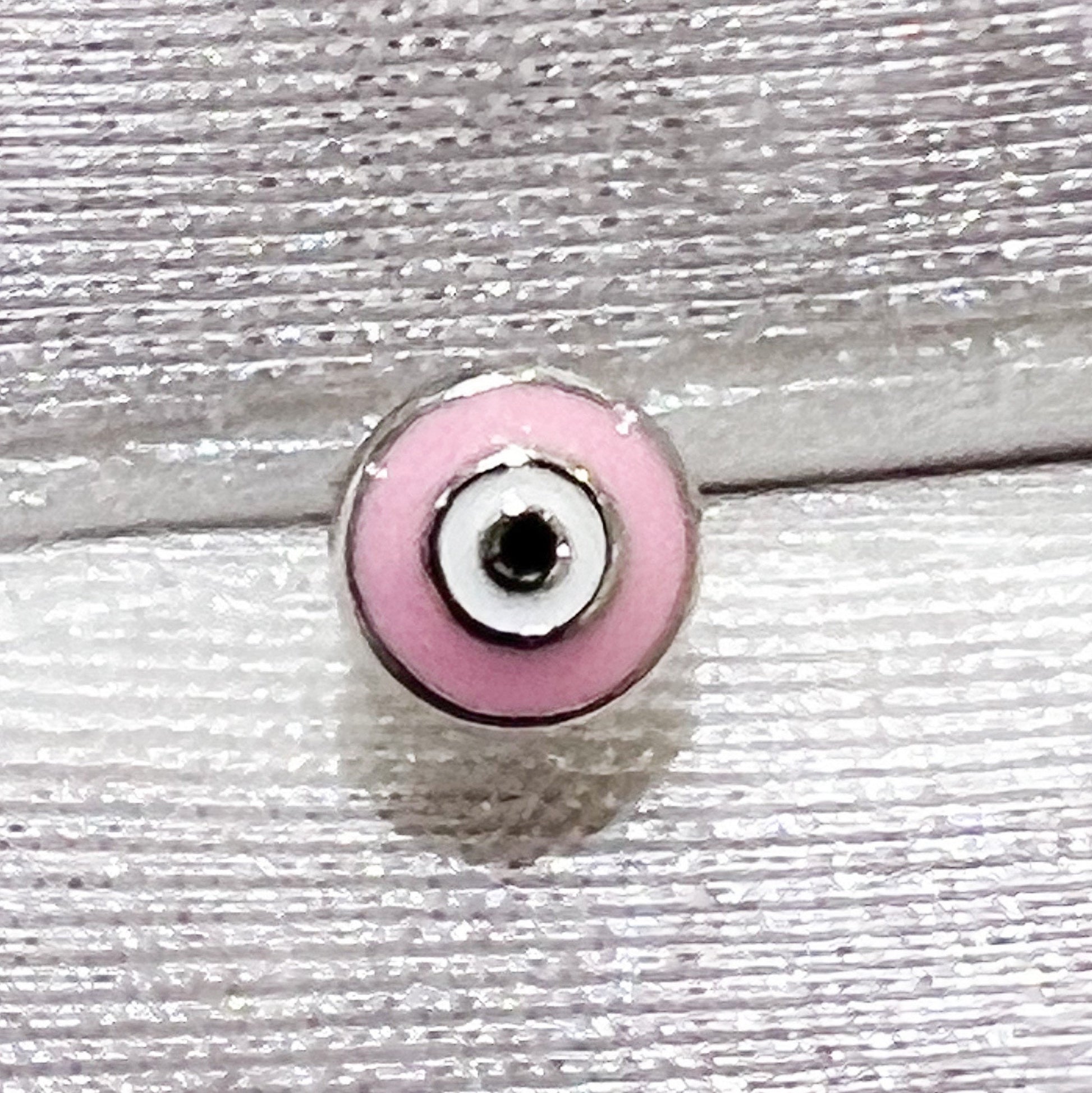 Pink Enamel Guardian Eye Stud Earring in Silver 925