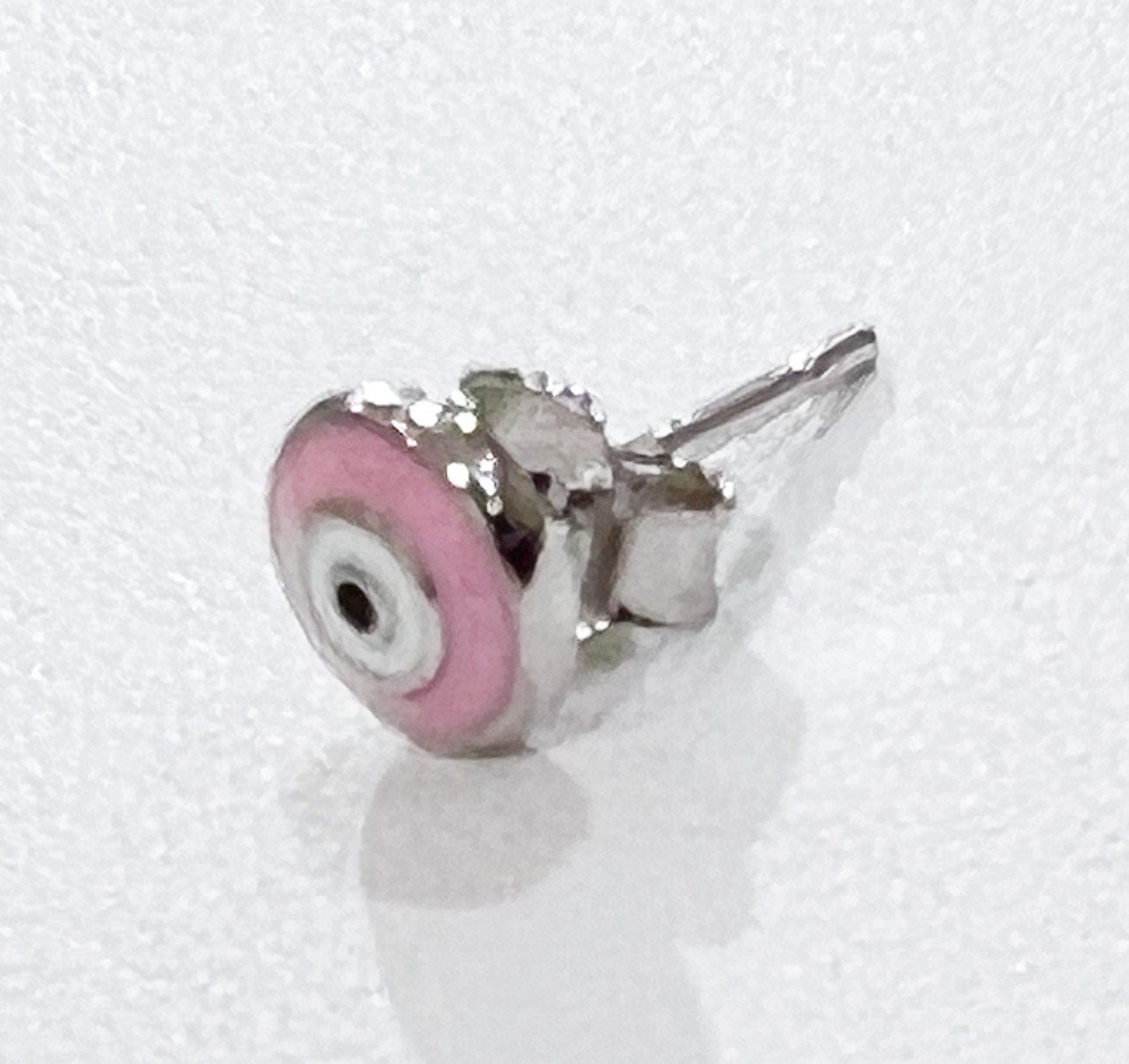 Pink Enamel Guardian Eye Stud Earring in Silver 925