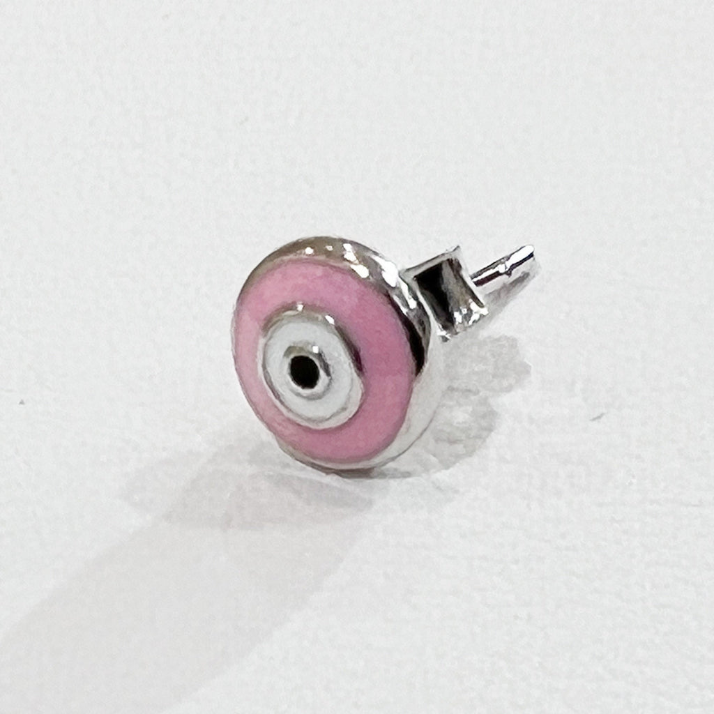 Pink Enamel Guardian Eye Stud Earring in Silver 925