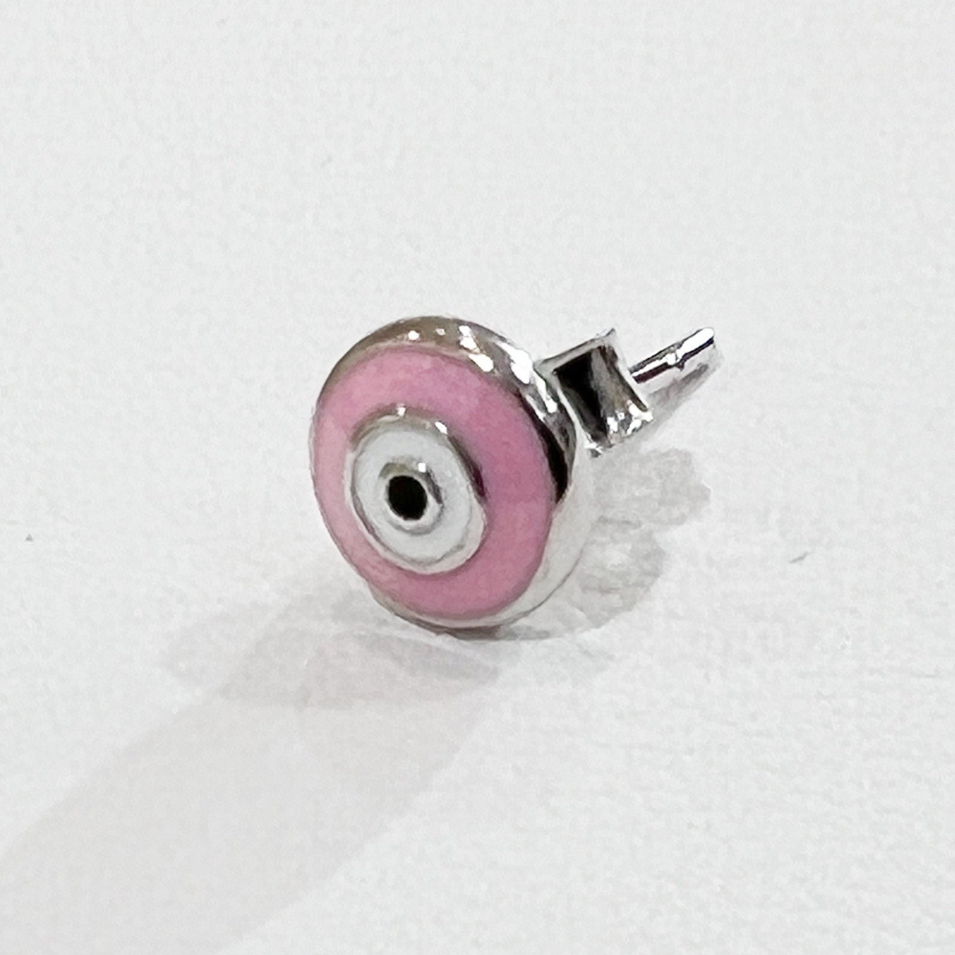 Pink Enamel Guardian Eye Stud Earring in Silver 925