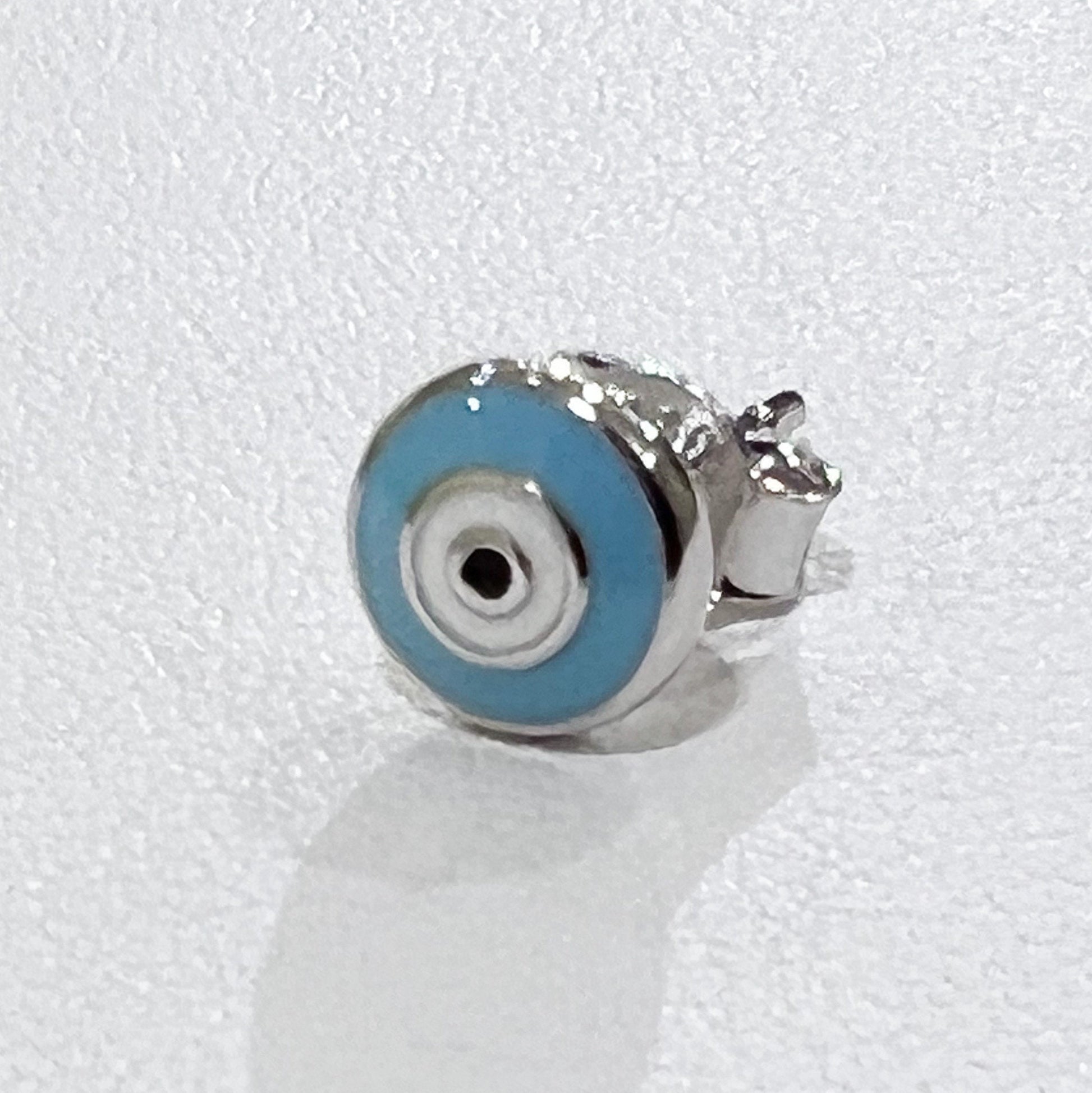 Turquoise Enamel Guardian Eye Stud Earring in Silver 925