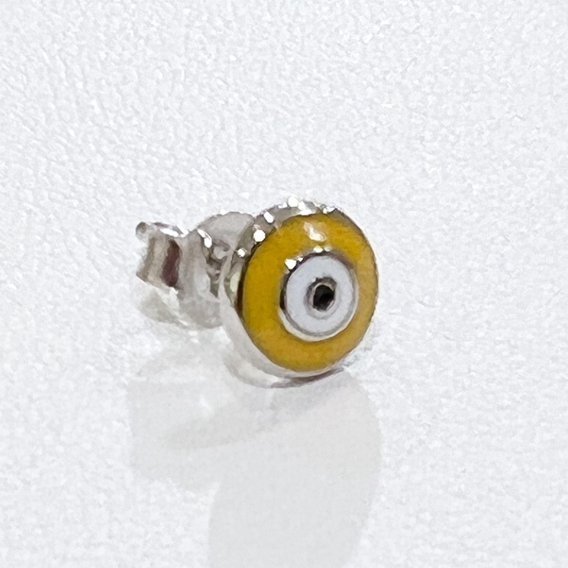 Yellow Enamel Guardian Eye Stud Earring in Silver 925