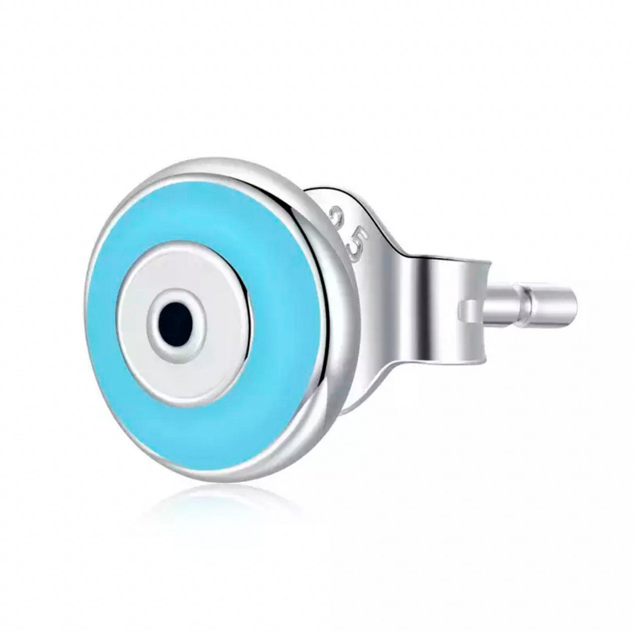 Turquoise Enamel Guardian Eye Stud Earring in Silver 925