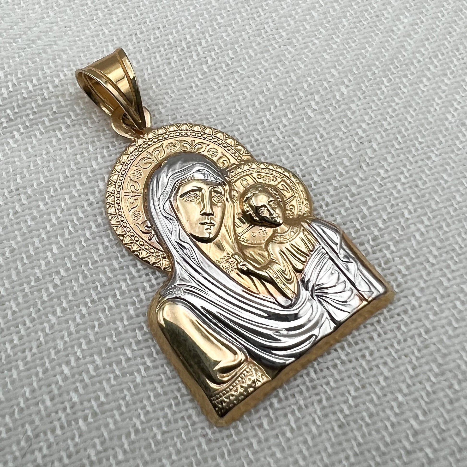 Mary and Baby Jesus 14k Gold Pendant