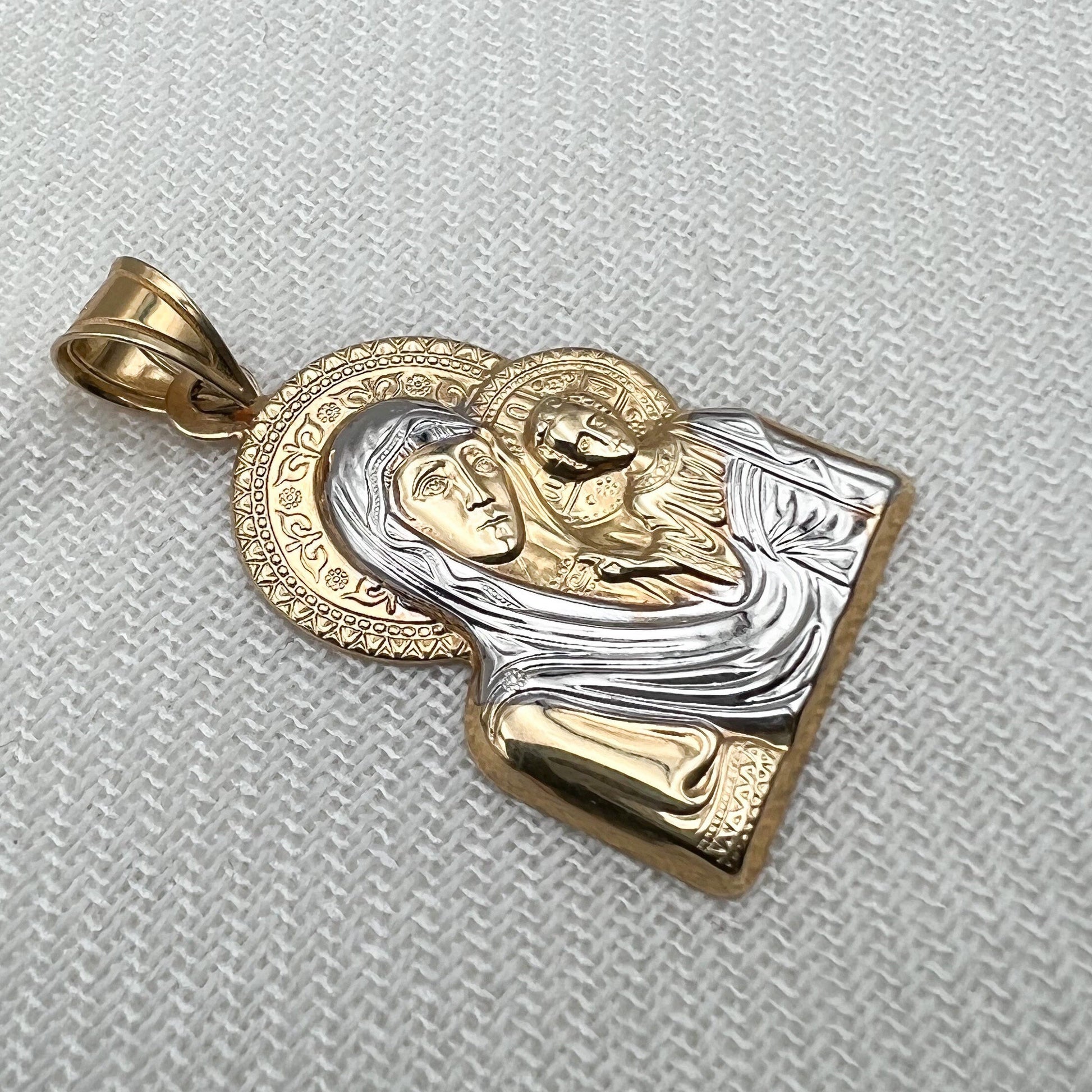 Mary and Baby Jesus 14k Gold Pendant