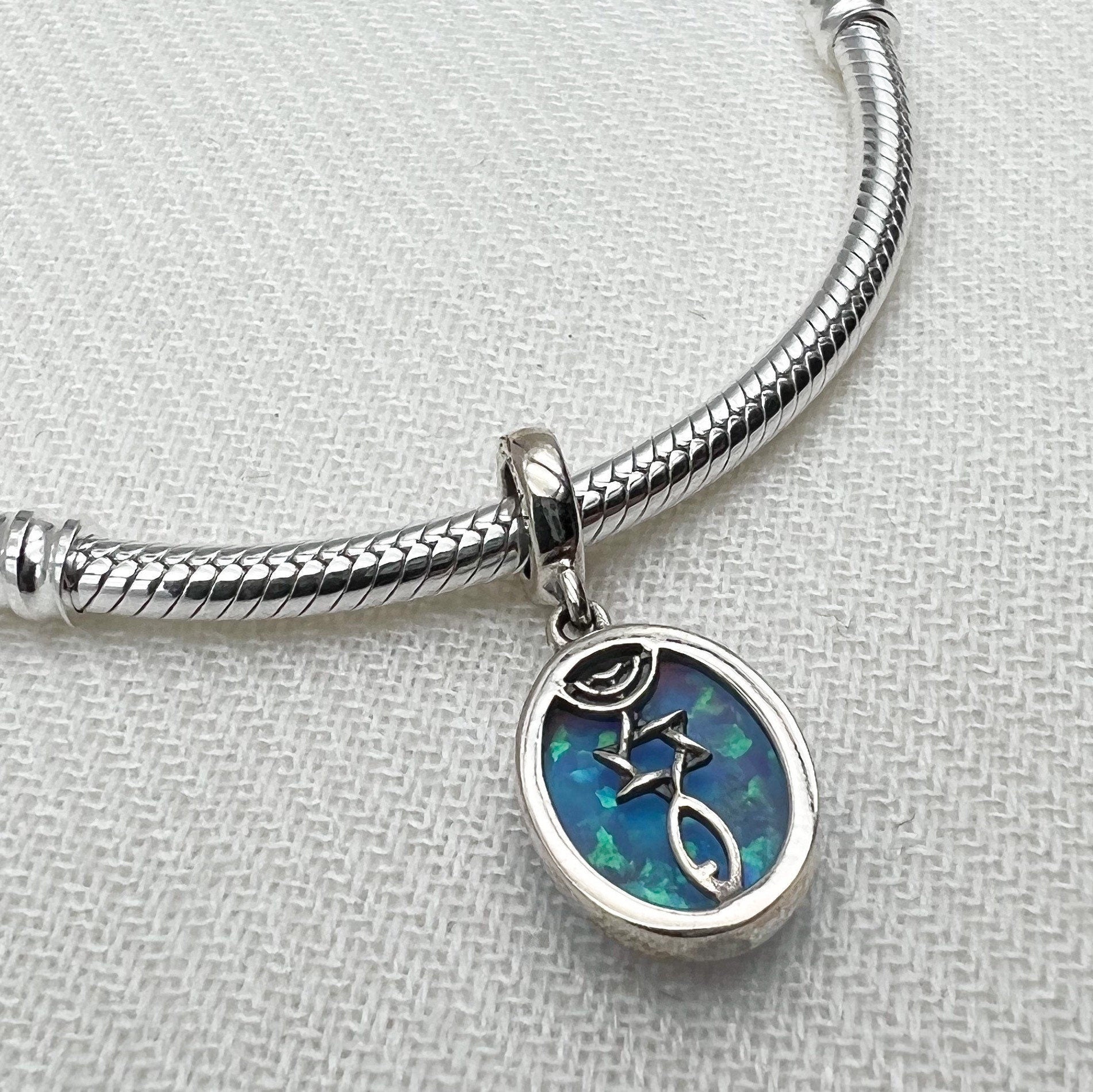 Grafted In Charm with Opal Stone in Silver 925 - Perfect for Pandora Bracelets