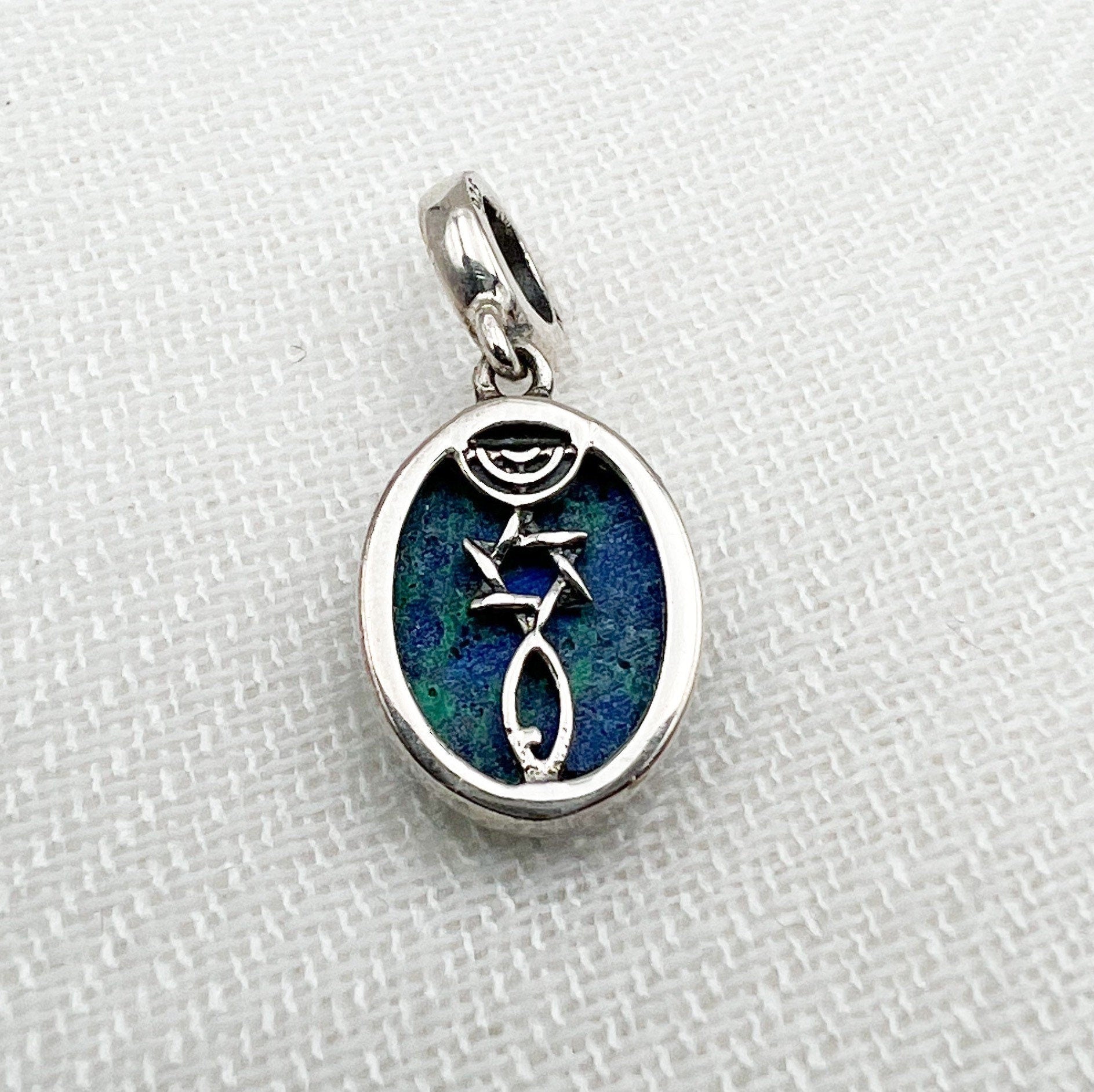 Grafted In Charm with King Solomon Stone (Eilat Stone) in Silver 925 - Perfect for Pandora Bracelets