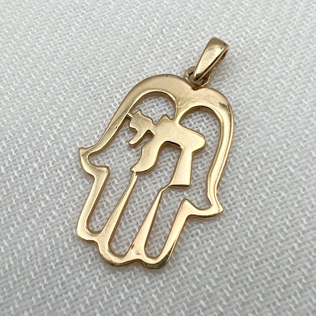 Hamsa Pendant 14k Gold Bringing Goodness and Protection