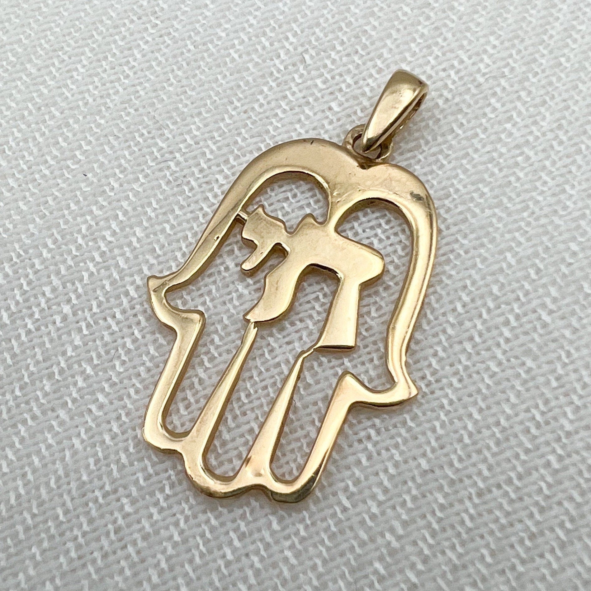 Hamsa Pendant 14k Gold Bringing Goodness and Protection
