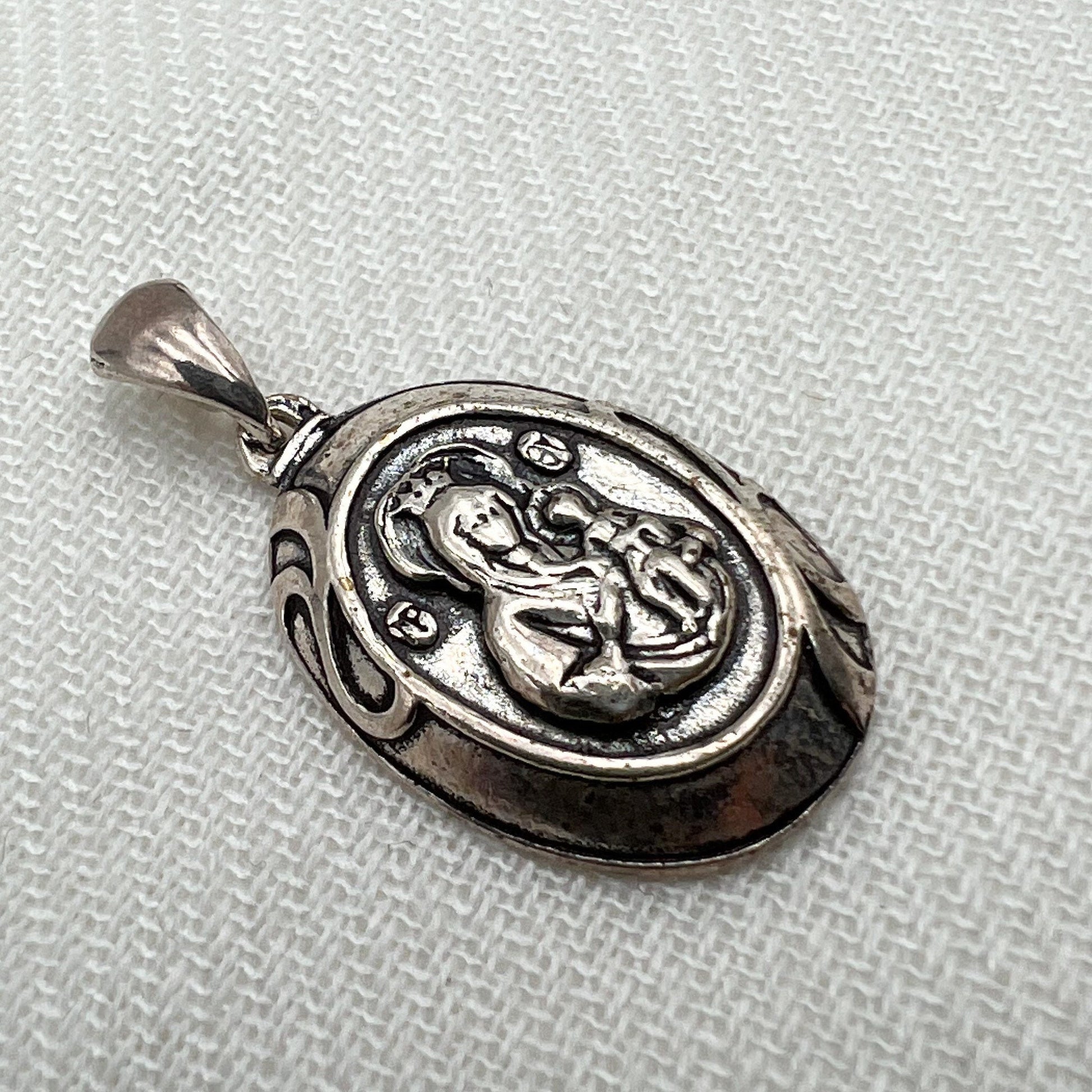 Mary and Baby Jesus Icon Silver 925 Pendant