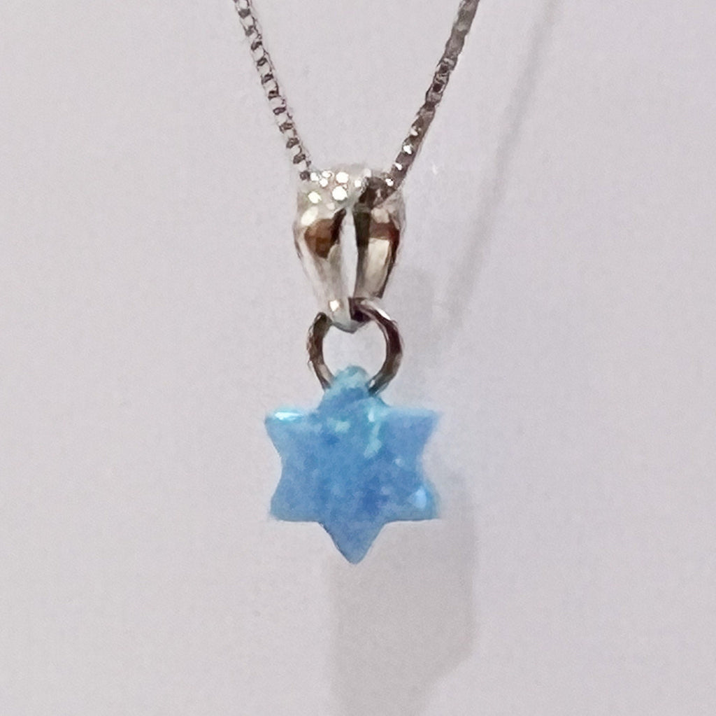 Small David Star Pendant with Opal Gemstone in Silver 925