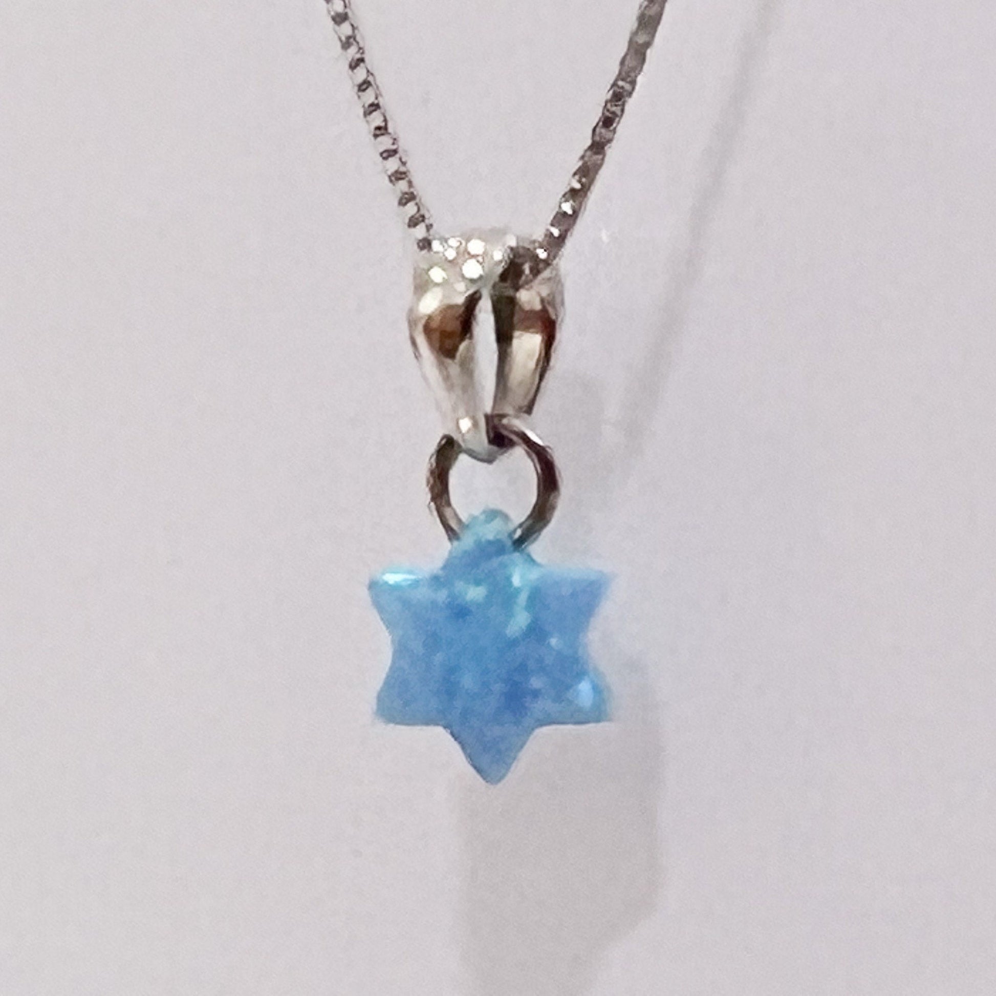 Small David Star Pendant with Opal Gemstone in Silver 925