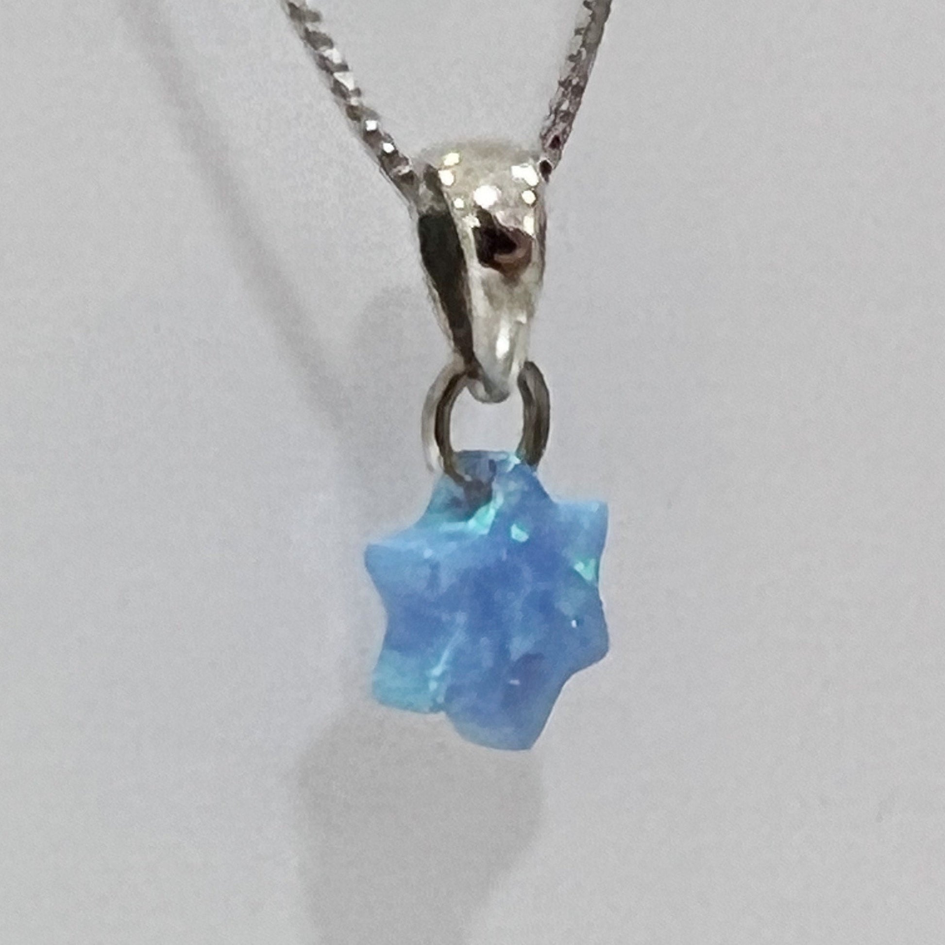 Small David Star Pendant with Opal Gemstone in Silver 925