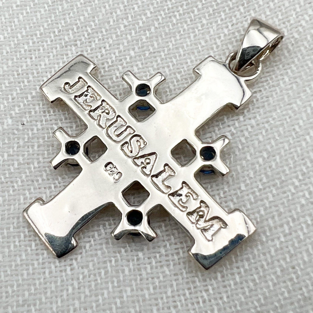Holy Land Jerusalem Cross in Silver 925 Adorned with Amethyst Gems
