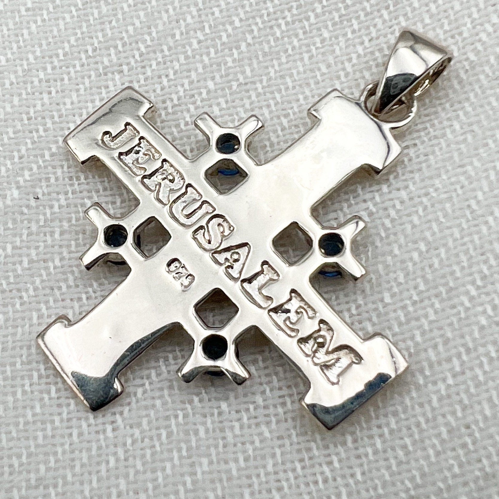 Holy Land Jerusalem Cross in Silver 925 Adorned with Amethyst Gems