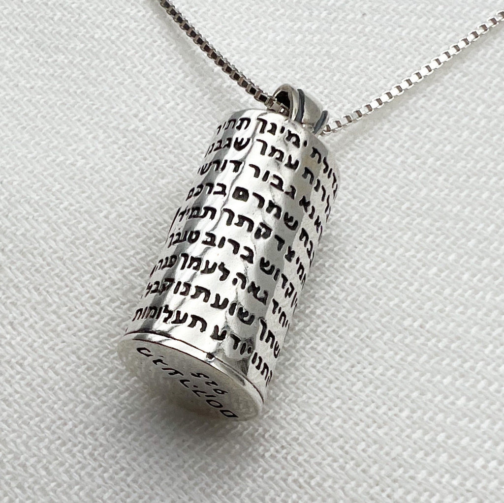 Spiritual Mezuzah Pendant with Star of David and Opal Stone