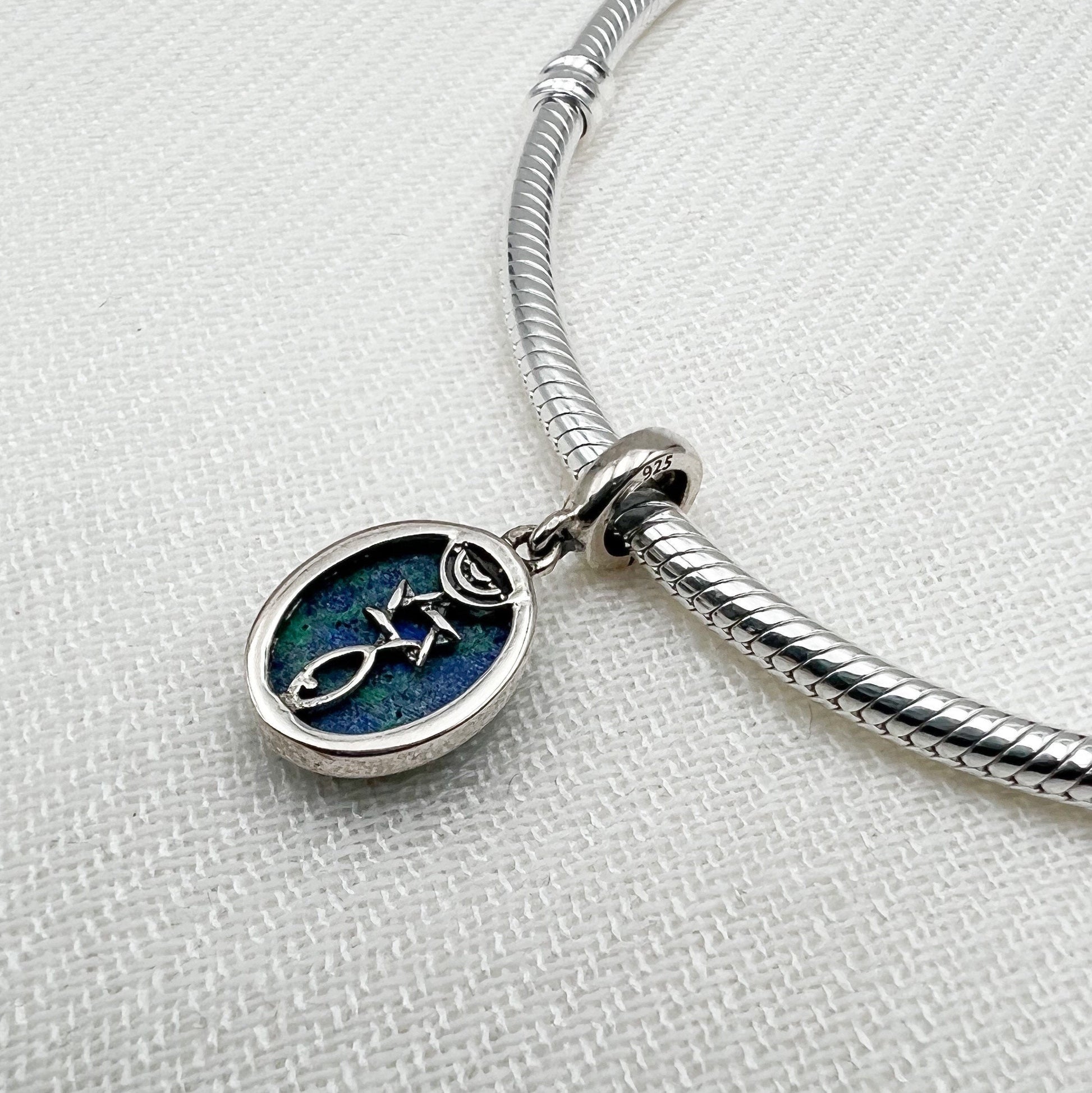Grafted In Charm with King Solomon Stone (Eilat Stone) in Silver 925 - Perfect for Pandora Bracelets