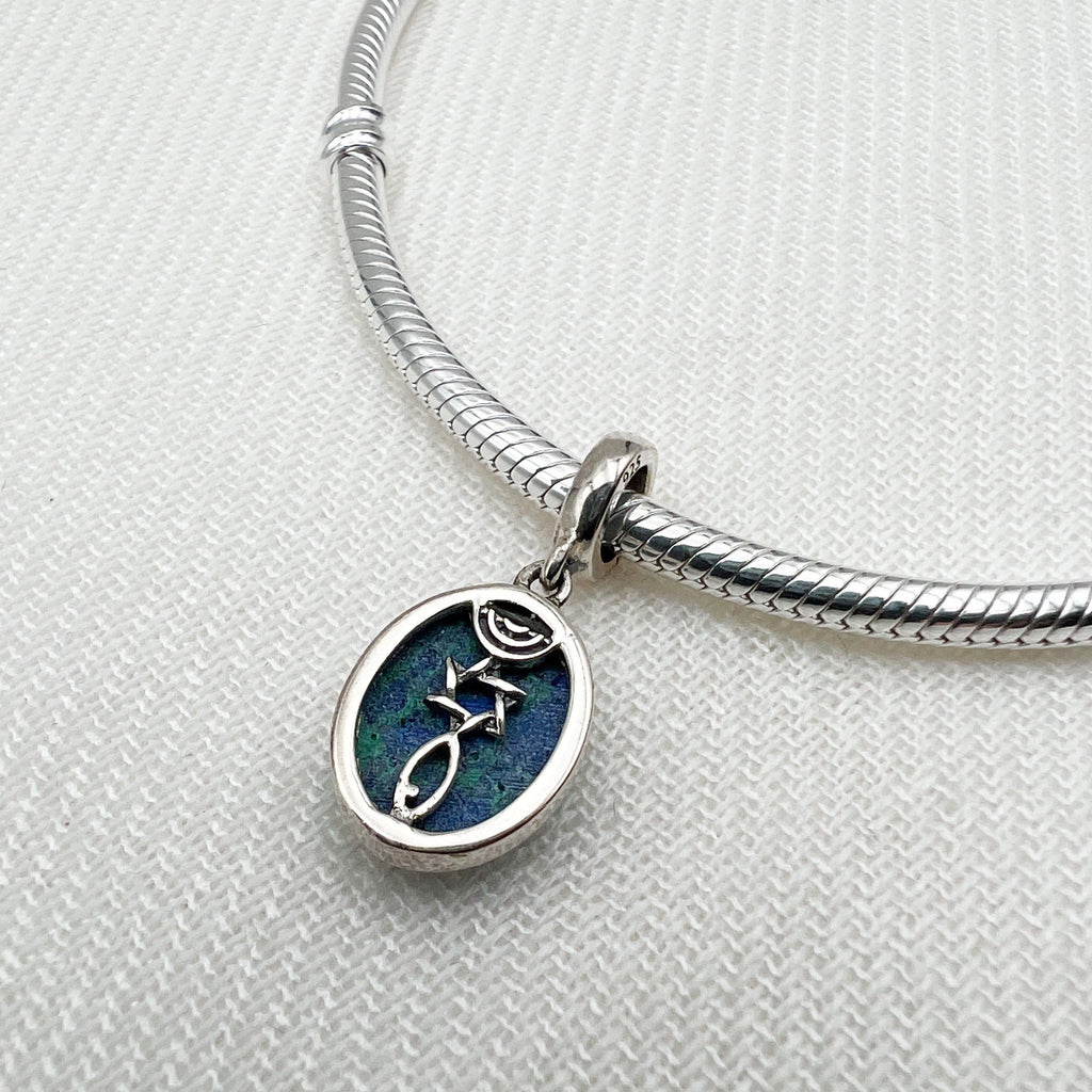 Grafted In Charm with King Solomon Stone (Eilat Stone) in Silver 925 - Perfect for Pandora Bracelets