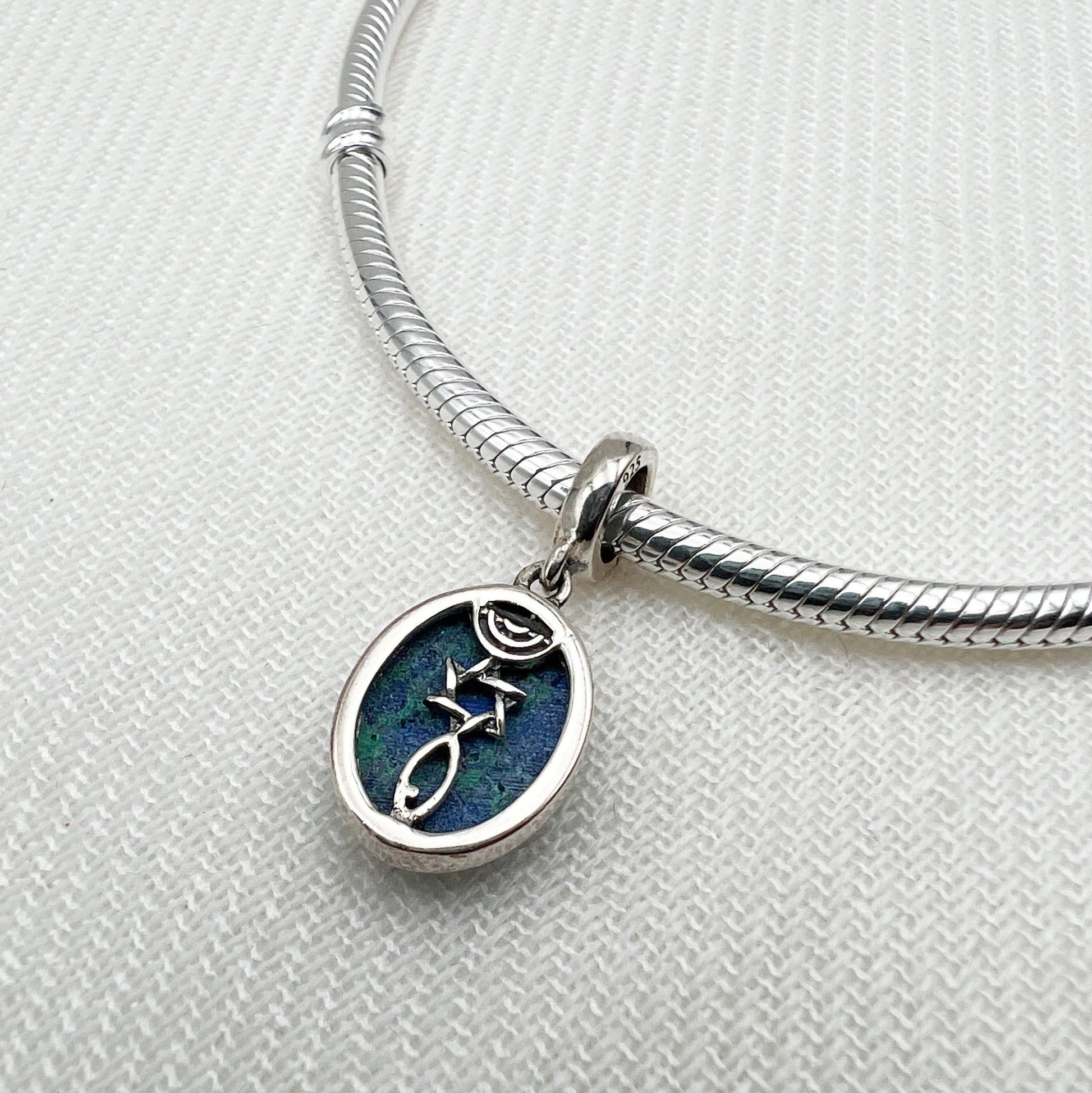 Grafted In Charm with King Solomon Stone (Eilat Stone) in Silver 925 - Perfect for Pandora Bracelets