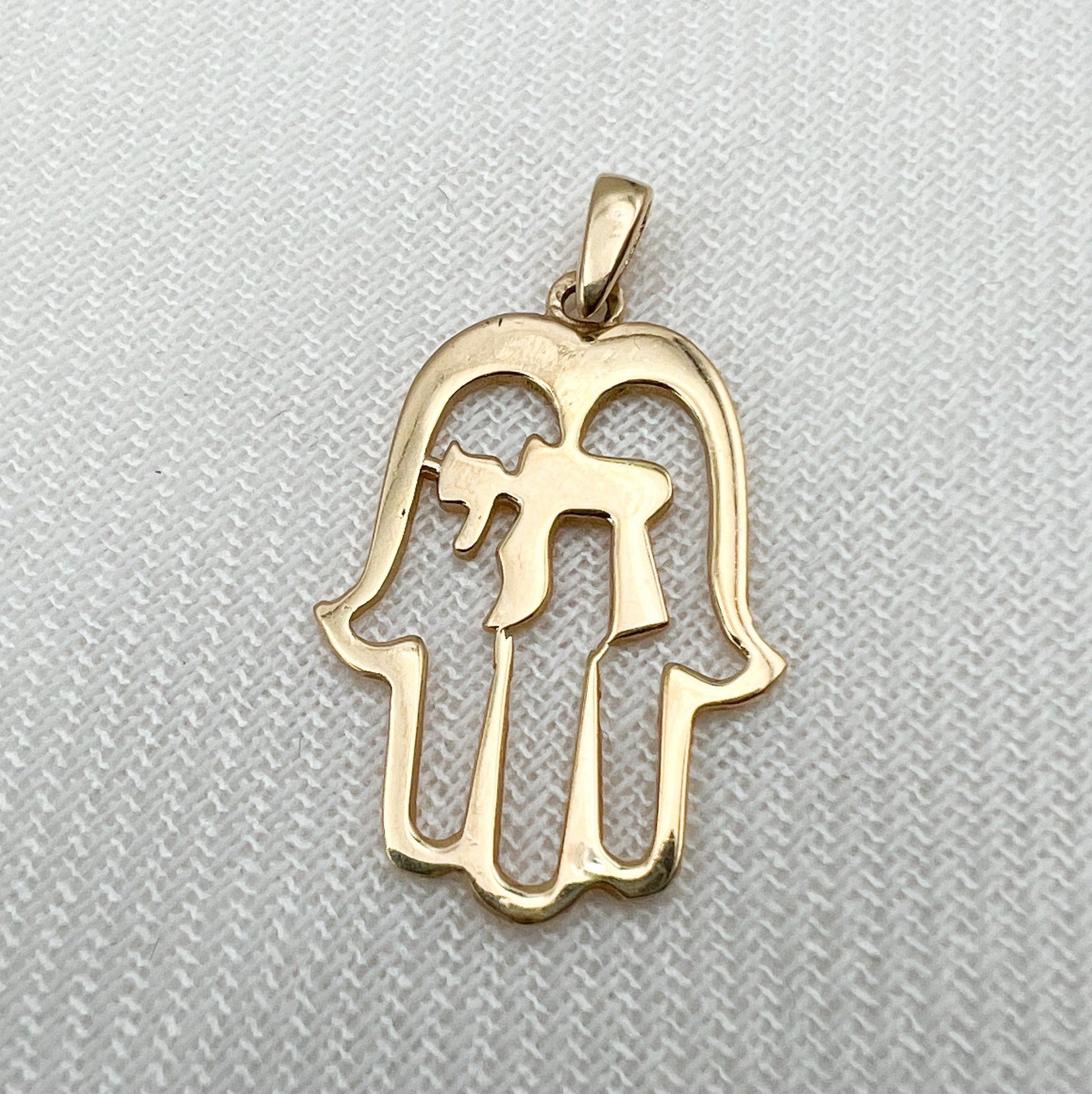 Hamsa Pendant 14k Gold Bringing Goodness and Protection