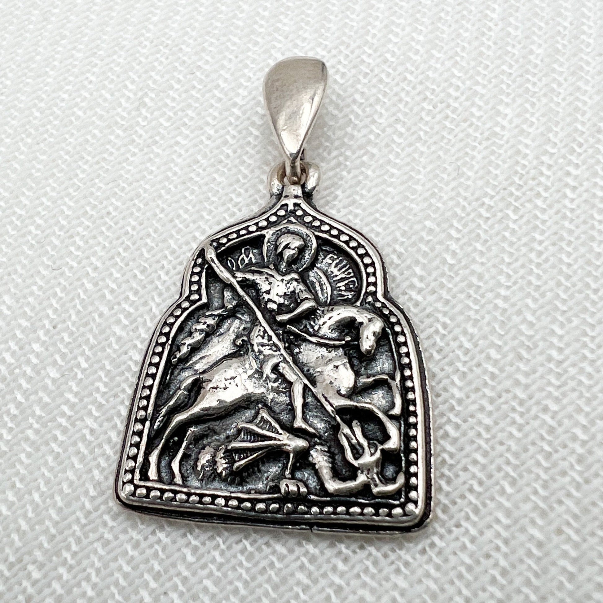 Saint George Icon Pendant in 925 Silver 0.75x0.80 Inch