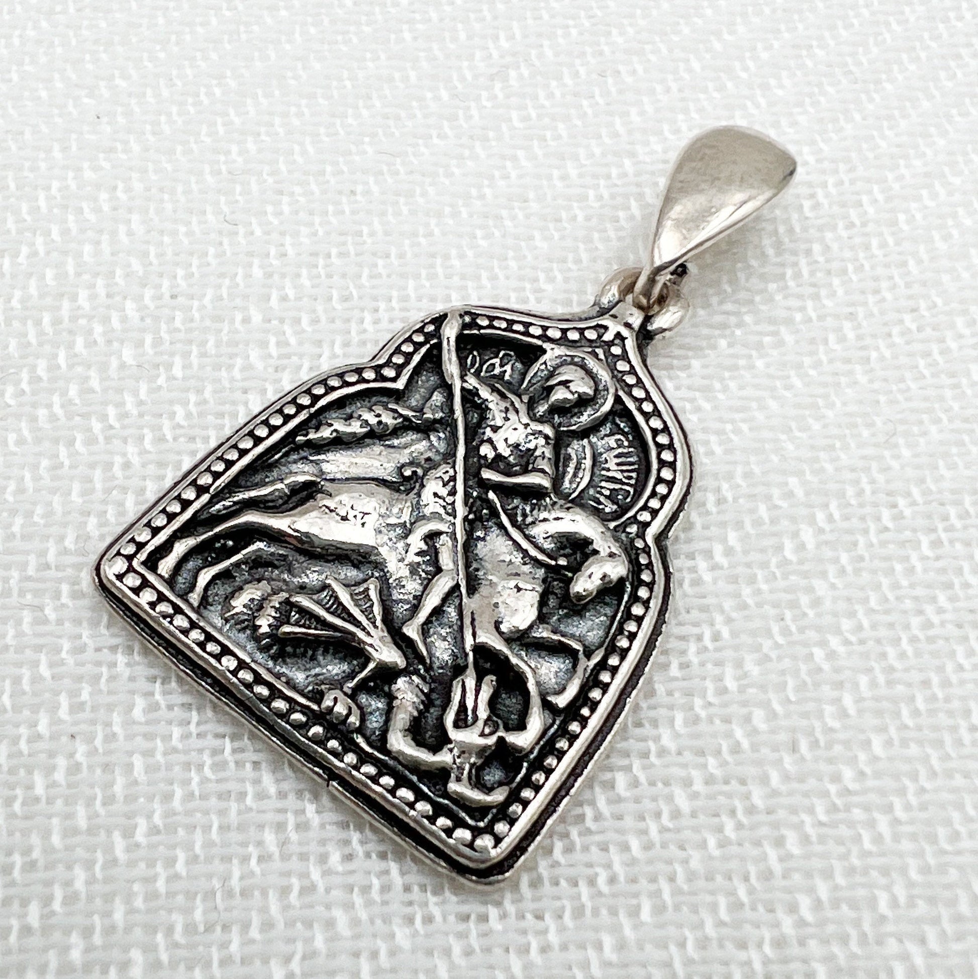 Saint George Icon Pendant in 925 Silver 0.75x0.80 Inch