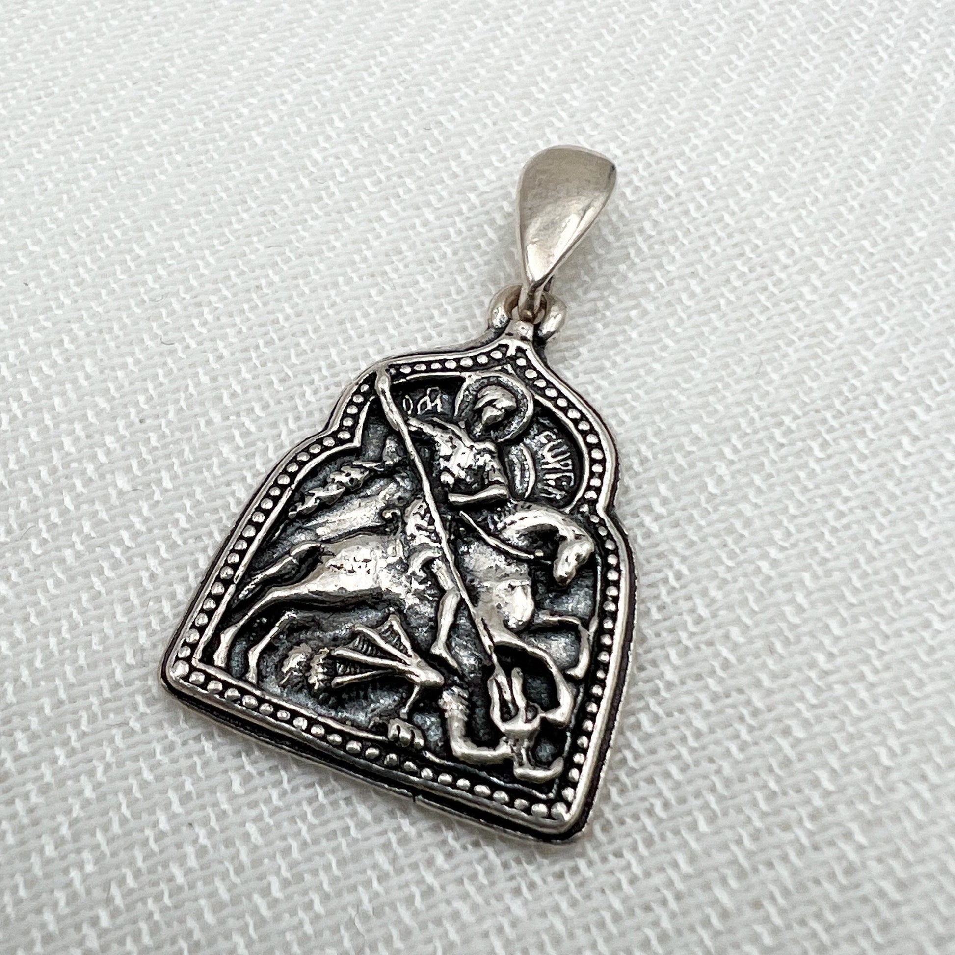 Saint George Icon Pendant in 925 Silver 0.75x0.80 Inch