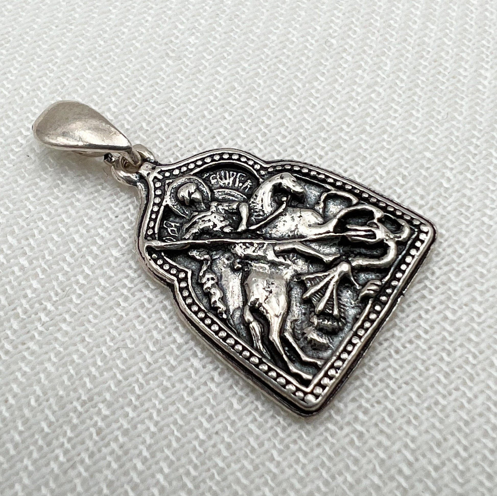 Saint George Icon Pendant in 925 Silver 0.75x0.80 Inch