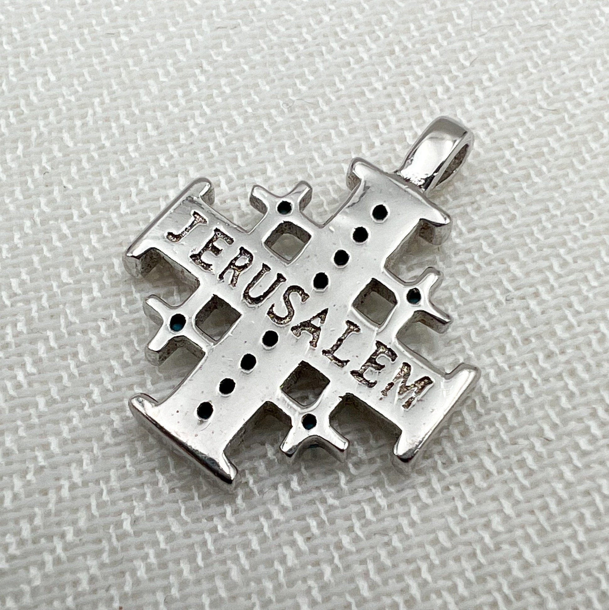 Jerusalem Cross Pendant in Silver 925 with Turquoise Stone