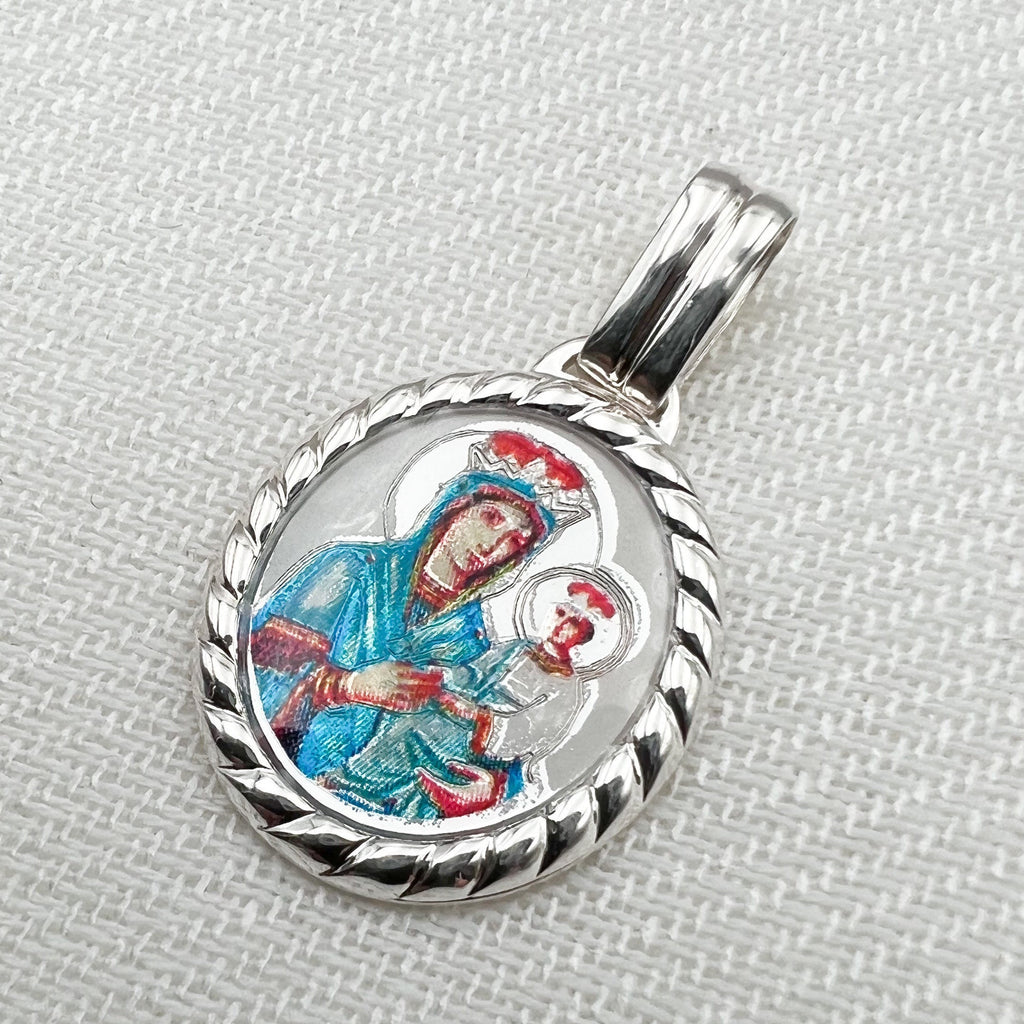 Sacred Mary and Baby Jesus Sterling Silver Pendant