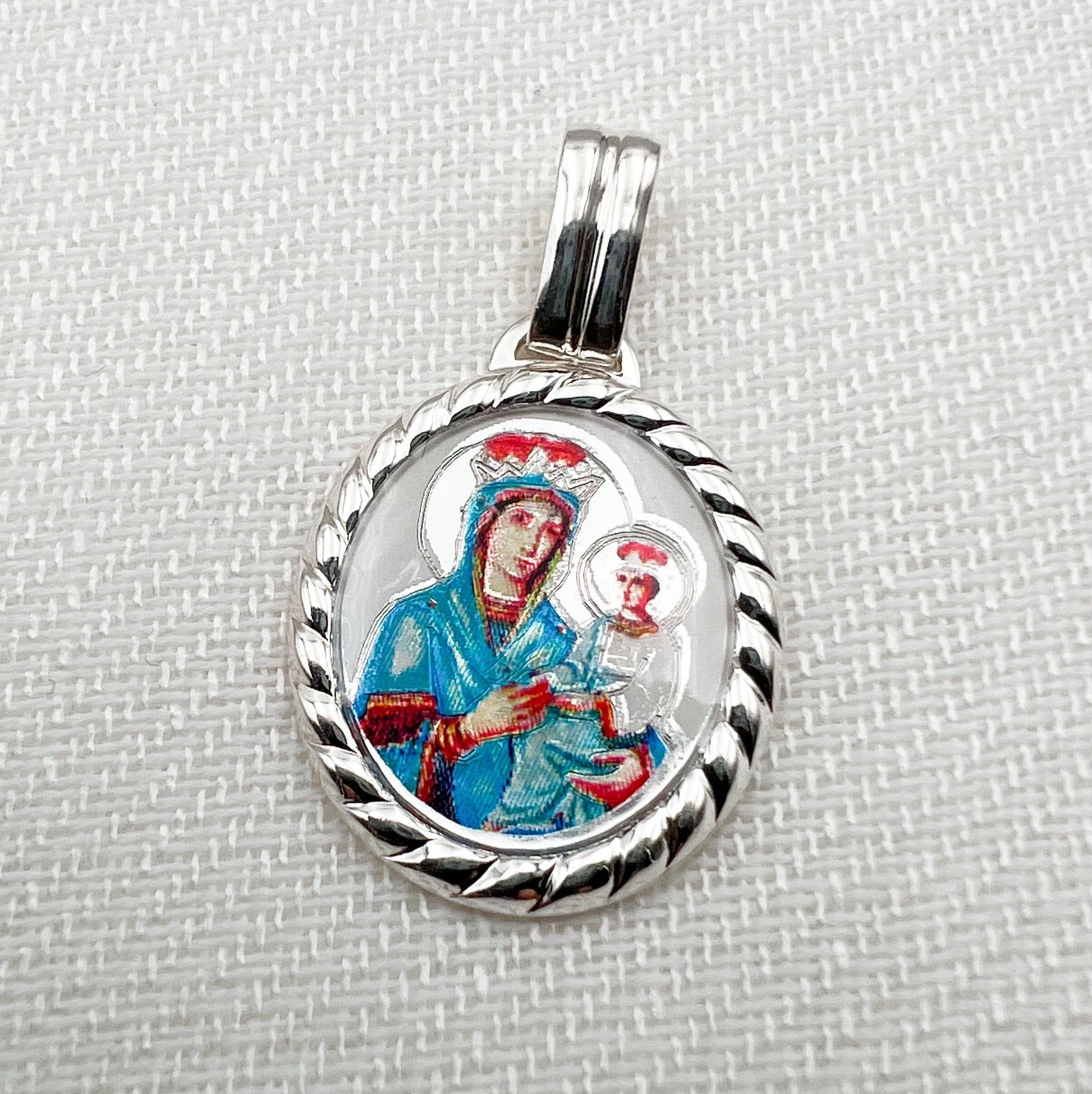 Sacred Mary and Baby Jesus Sterling Silver Pendant