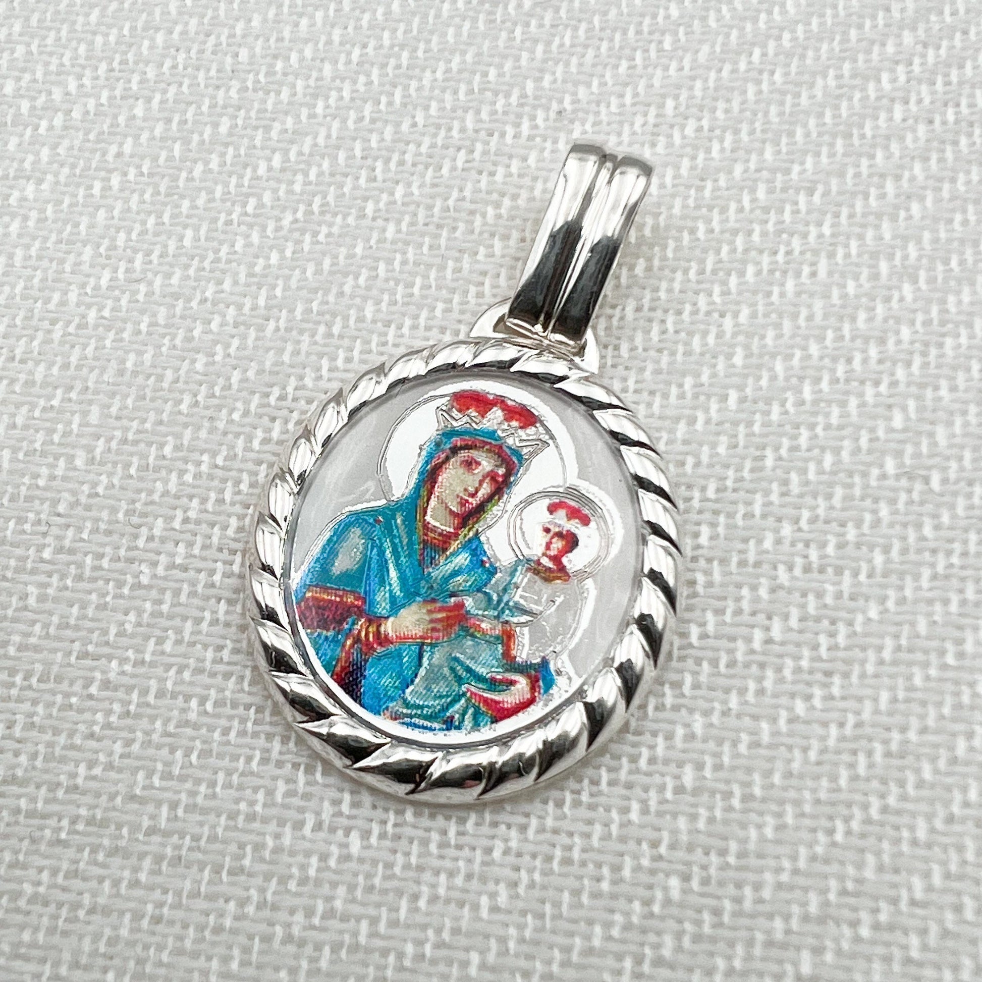 Sacred Mary and Baby Jesus Sterling Silver Pendant