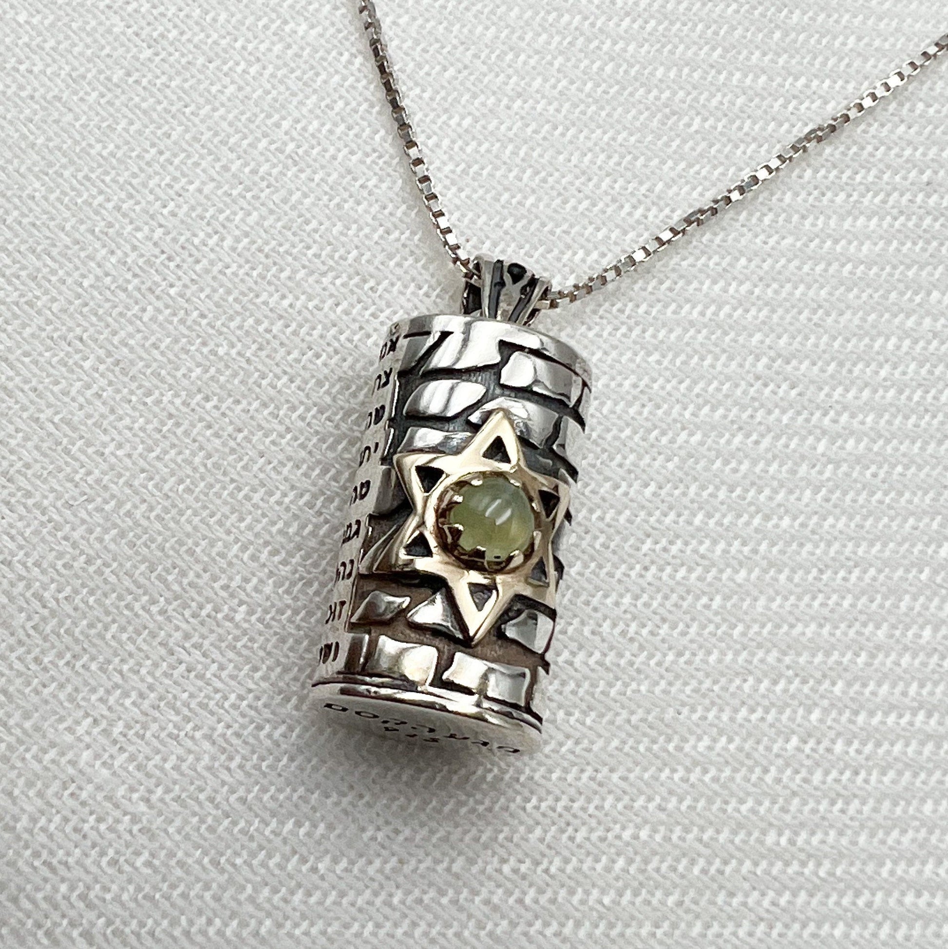 Spiritual Mezuzah Pendant with Star of David and Opal Stone