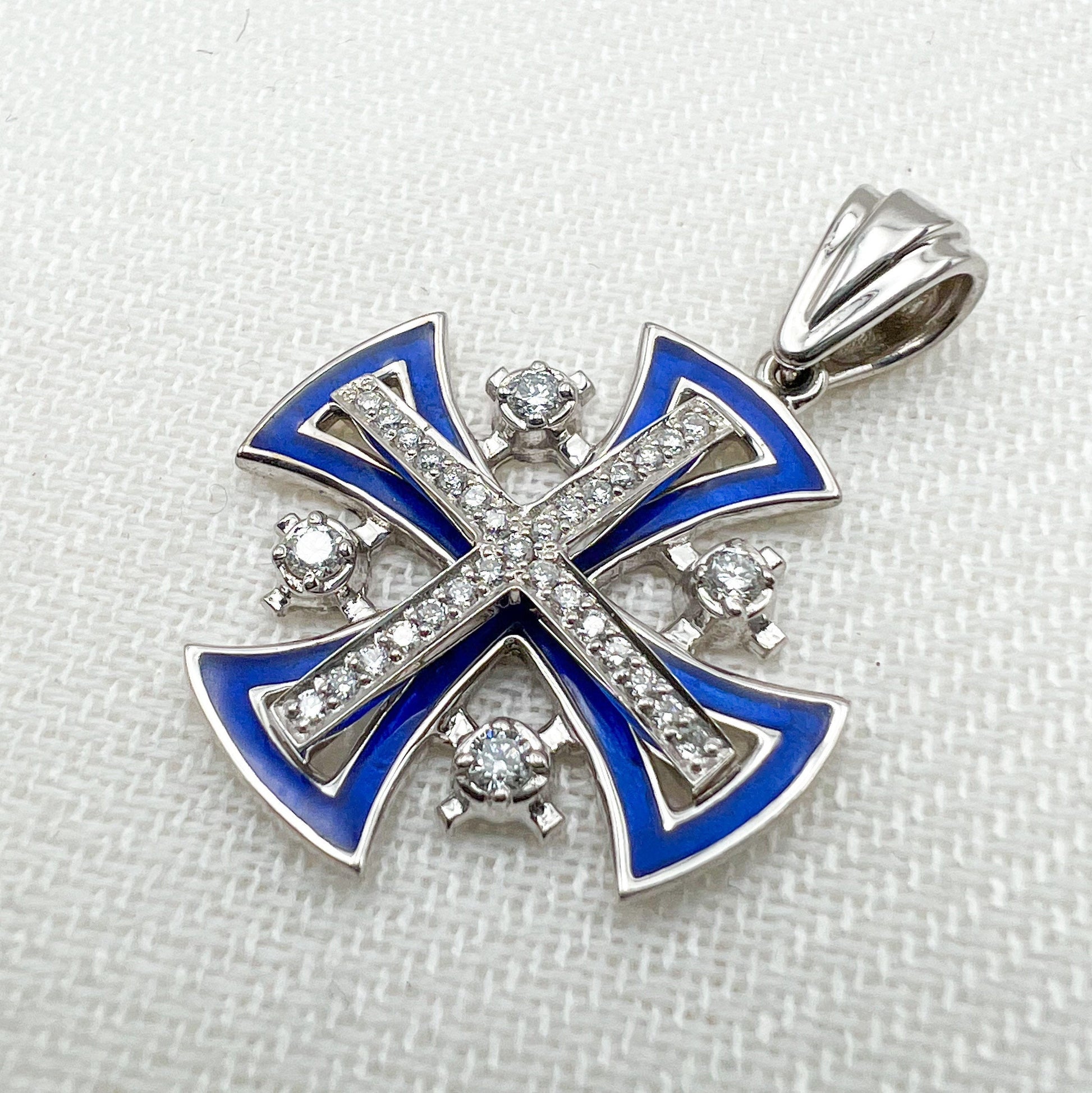Jerusalem Cross Pendant in 14k Gold with 33 Diamonds A Timeless Symbol of Faith and Hope