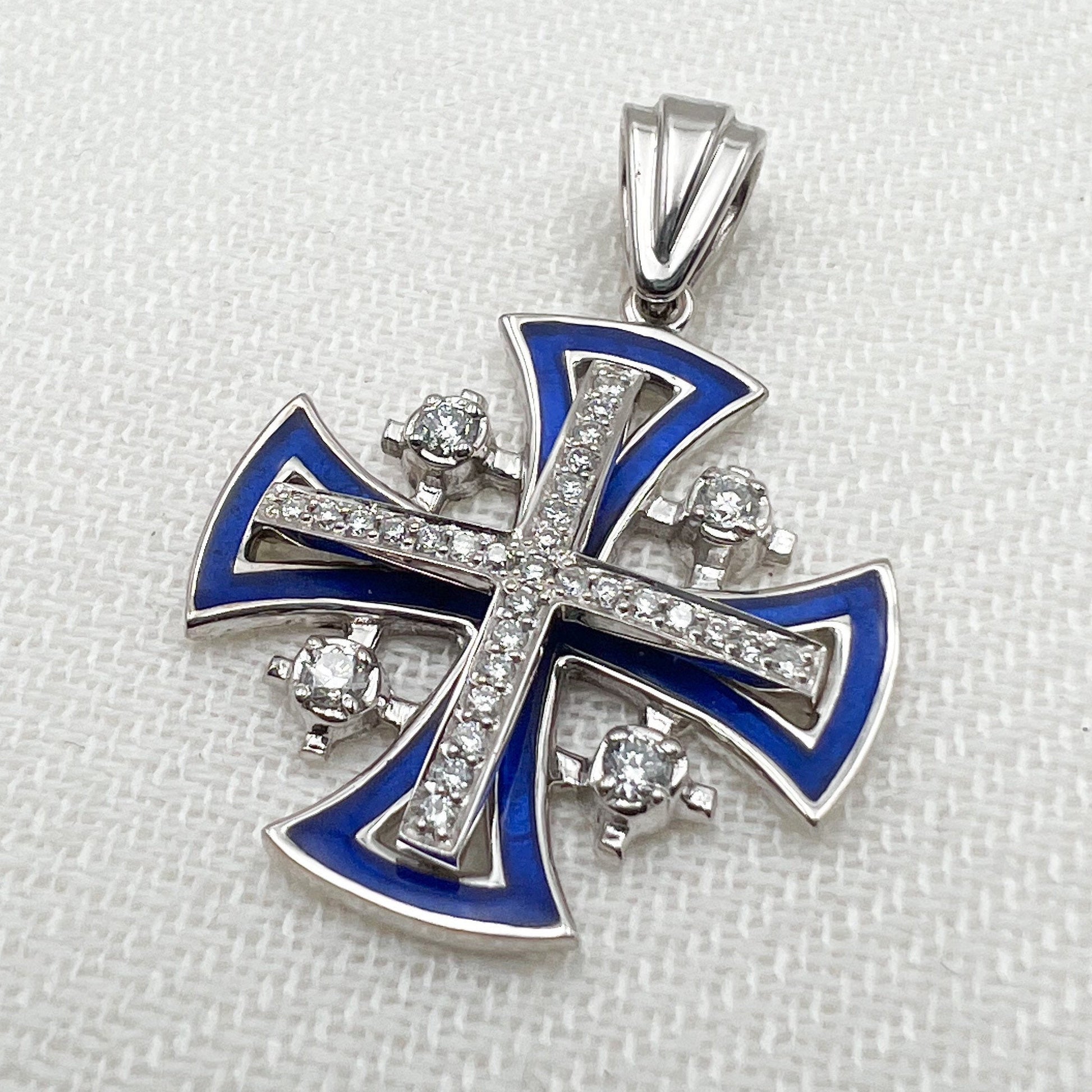Jerusalem Cross Pendant in 14k Gold with 33 Diamonds A Timeless Symbol of Faith and Hope