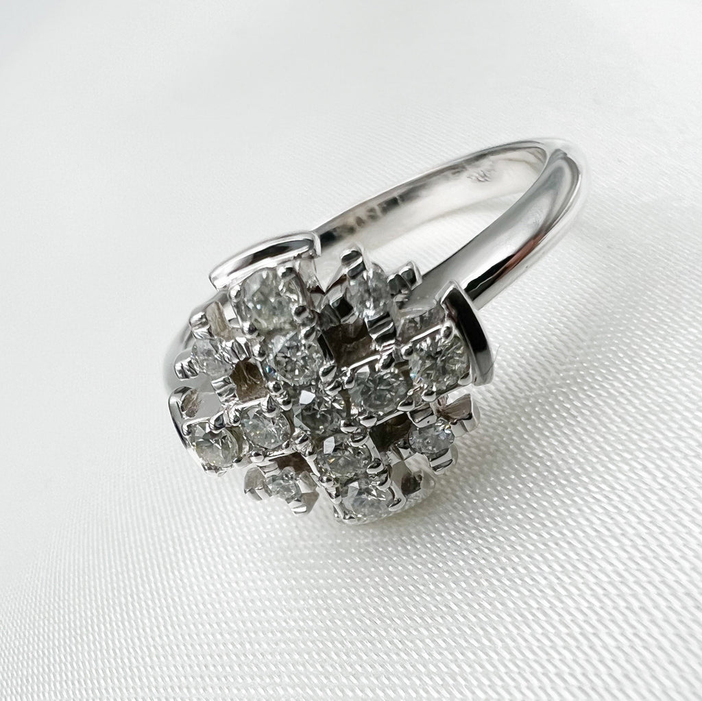 Jerusalem Cross Ring in 14k White Gold with Diamonds, A Sacred Emblem of Christ’s Love