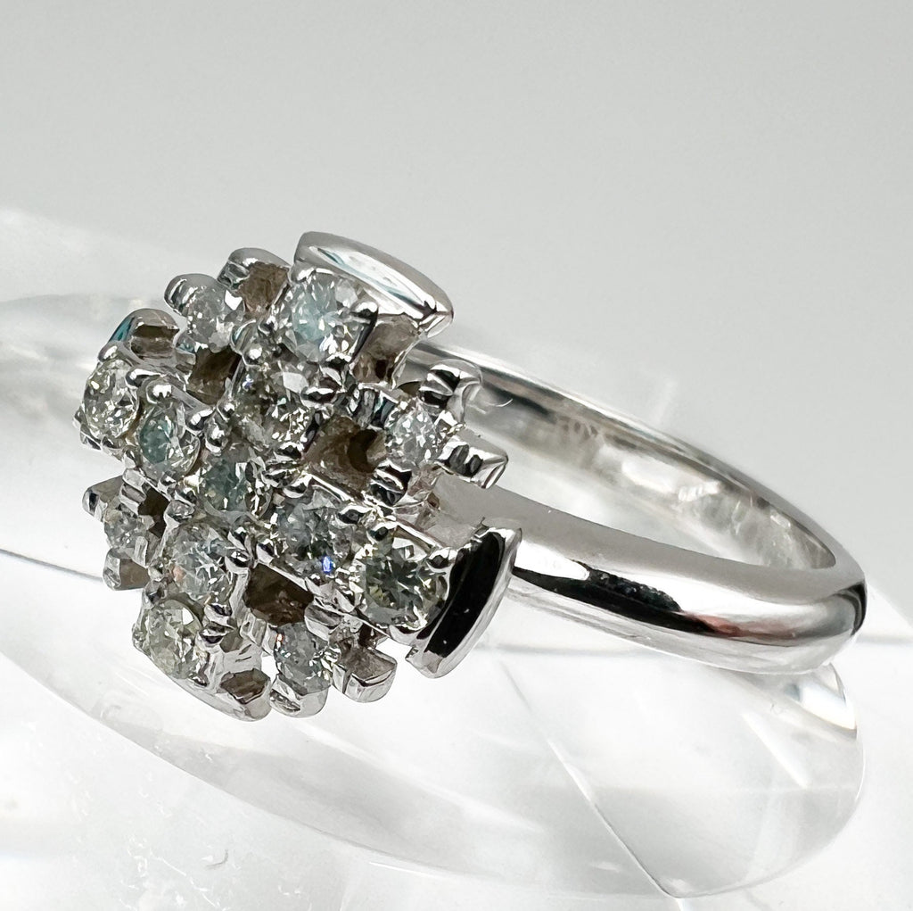 Jerusalem Cross Ring in 14k White Gold with Diamonds, A Sacred Emblem of Christ’s Love