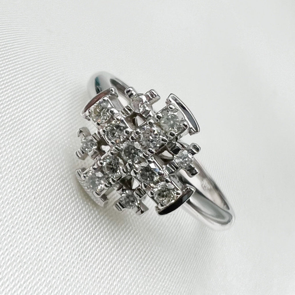 Jerusalem Cross Ring in 14k White Gold with Diamonds, A Sacred Emblem of Christ’s Love