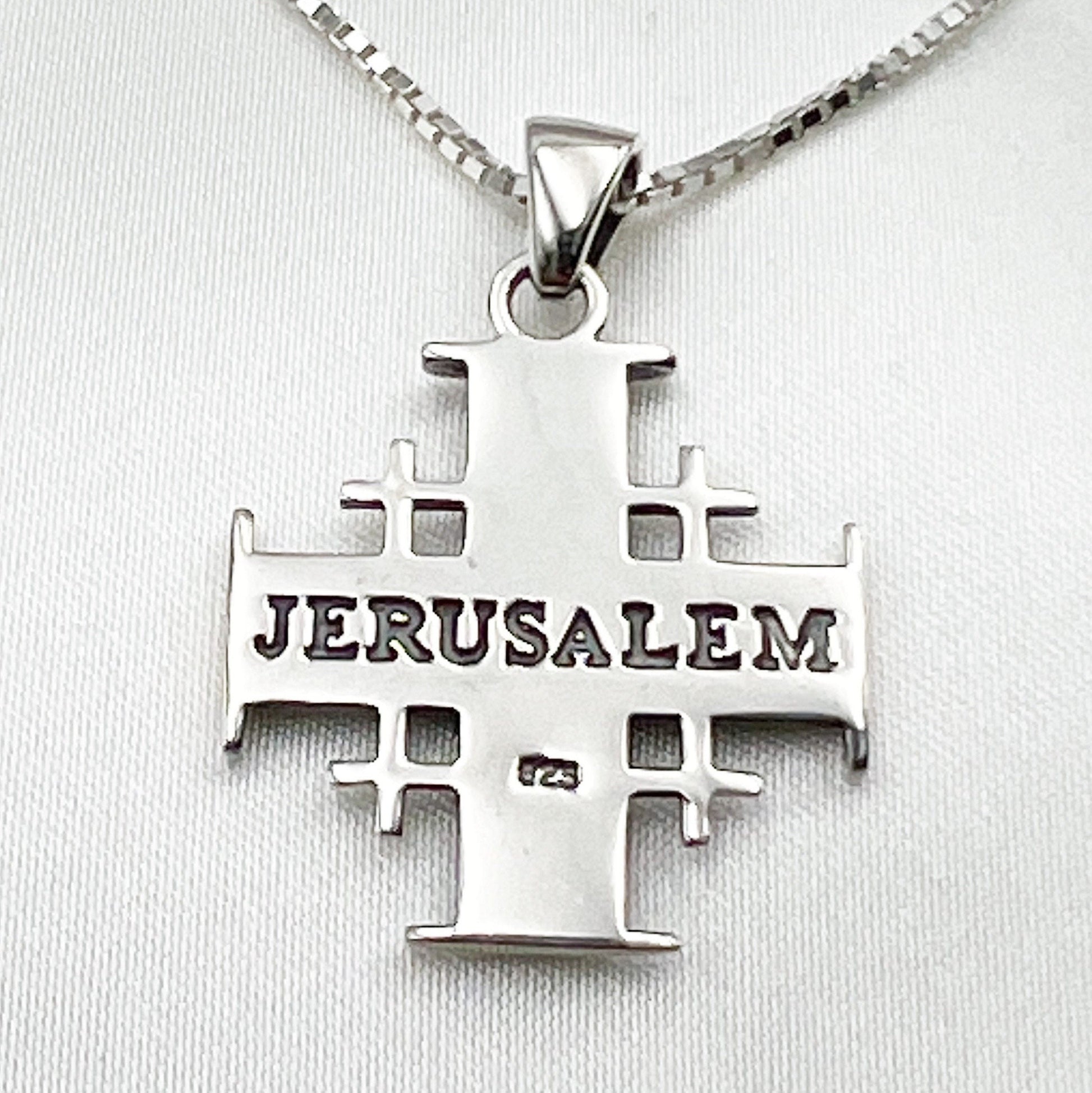 Eilat Stone Jerusalem Cross Pendant with Box Chain