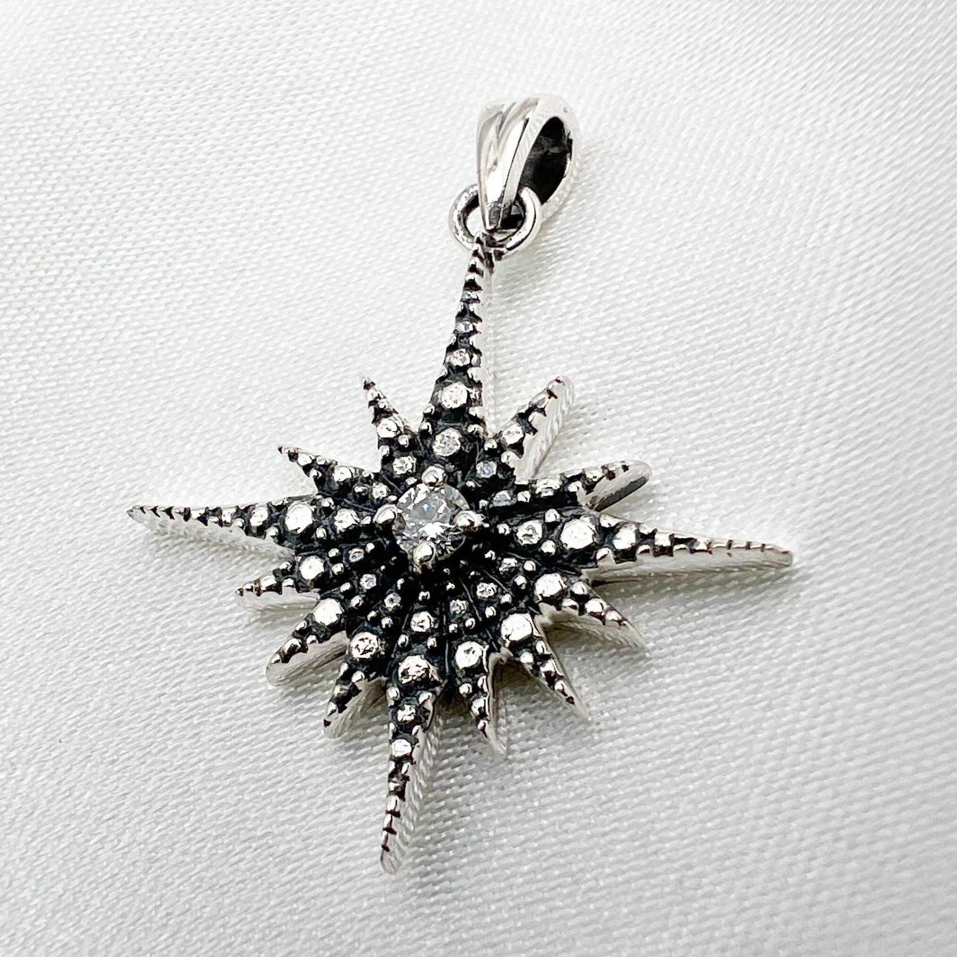 Elegant Star of Bethlehem Necklace in Silver 925 with Zircons and Included Chain