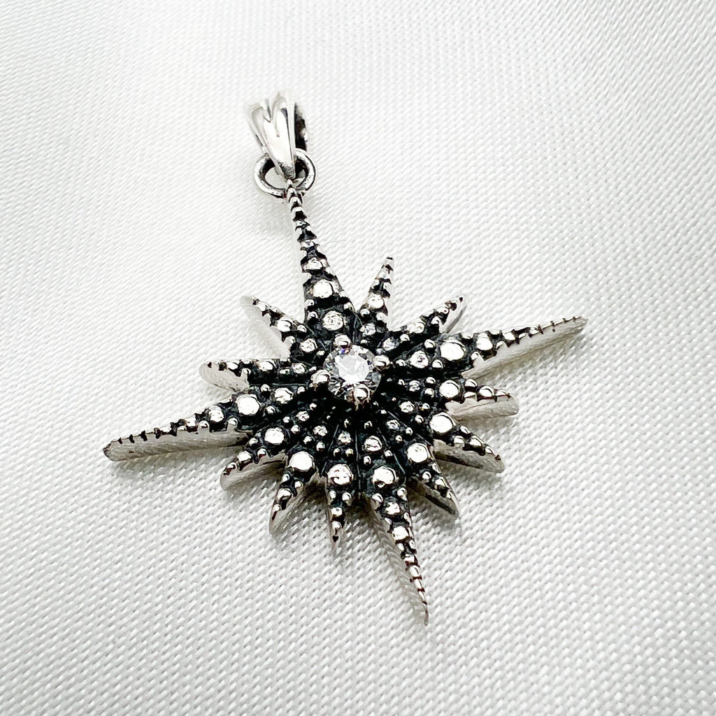 Elegant Star of Bethlehem Necklace in Silver 925 with Zircons and Included Chain