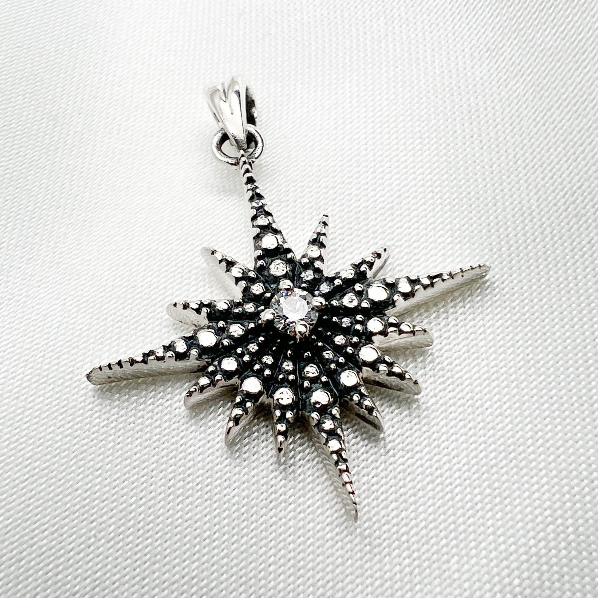 Elegant Star of Bethlehem Necklace in Silver 925 with Zircons and Included Chain