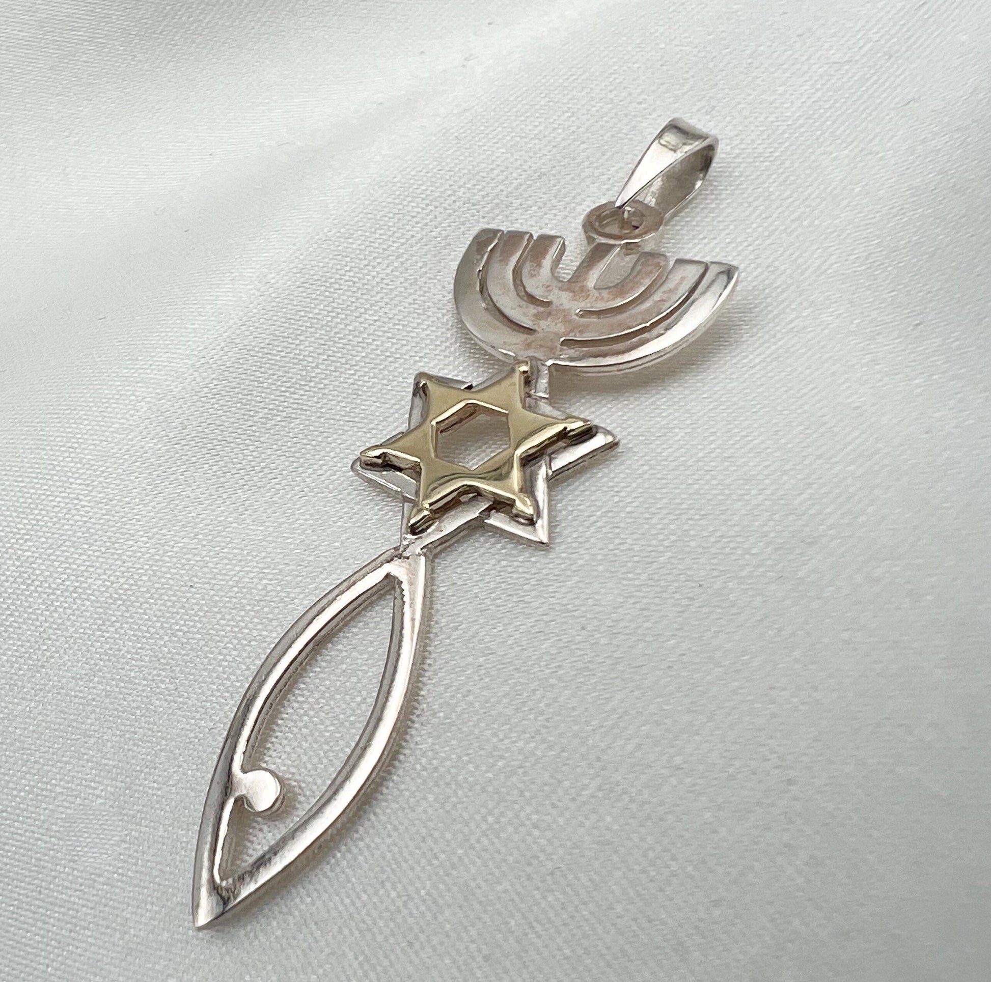 Grafted In Pendant in Silver 925 & 14k Gold - Big Size, Powerful Symbol of Unity