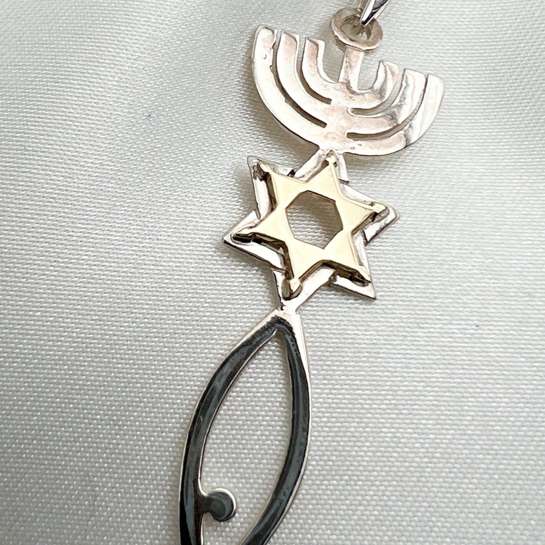 Grafted In Pendant in Silver 925 & 14k Gold - Big Size, Powerful Symbol of Unity