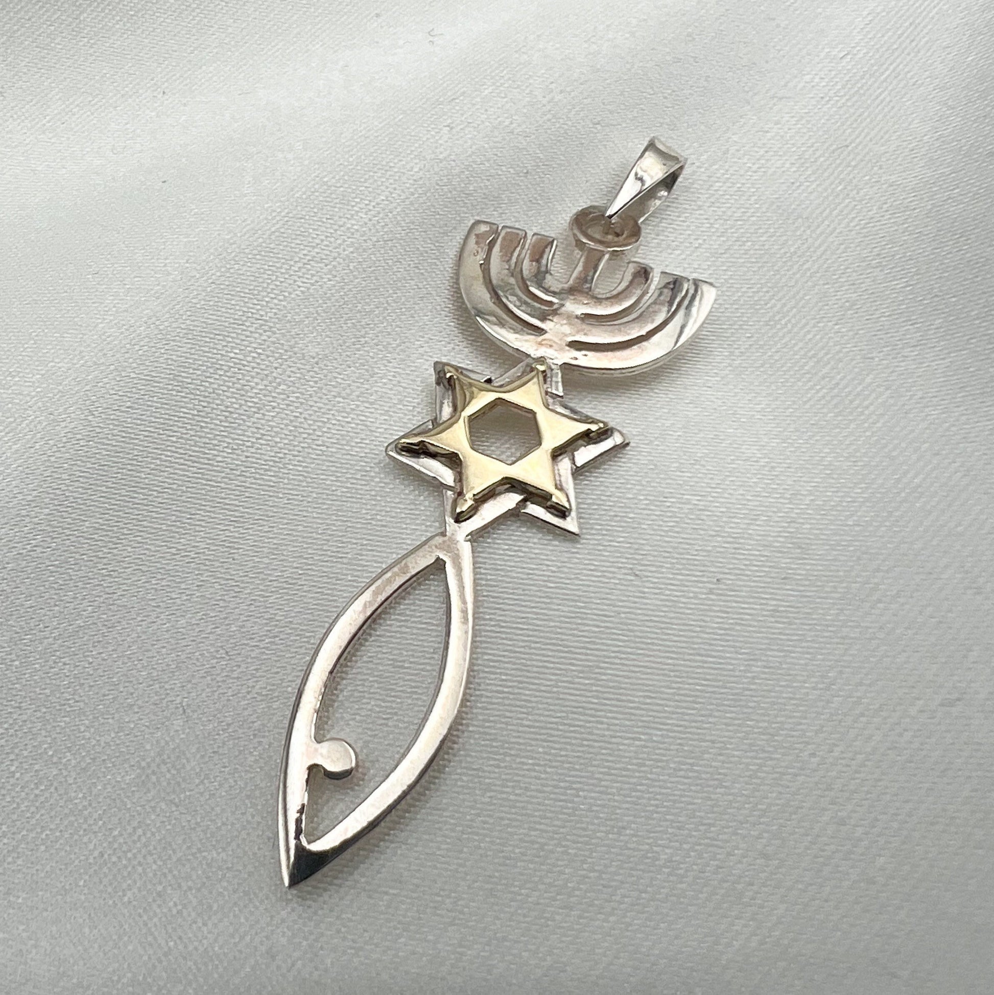 Grafted In Pendant in Silver 925 & 14k Gold - Big Size, Powerful Symbol of Unity